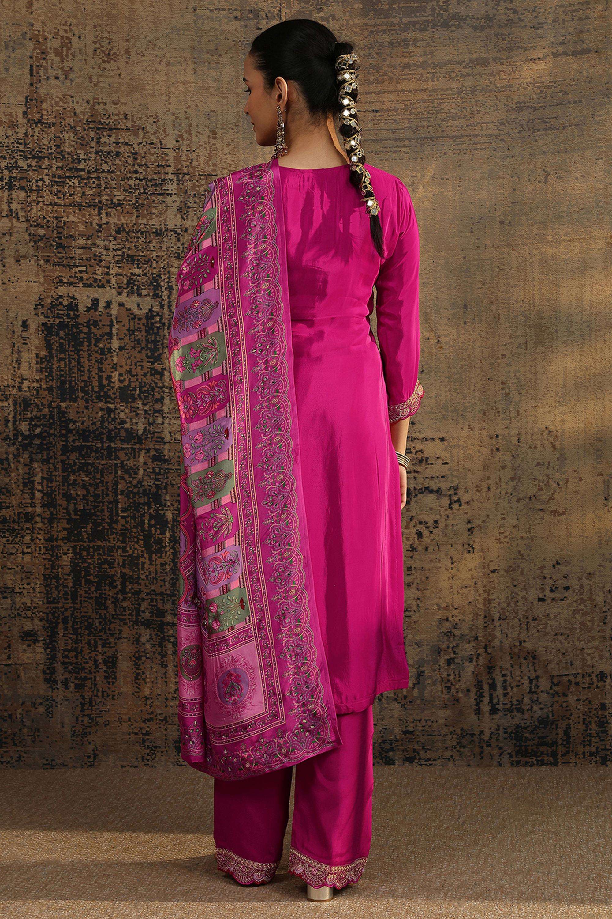 Embroidered-Crepe-Round-Neck-Women-Kurta-with-Pant-and-Dupatta