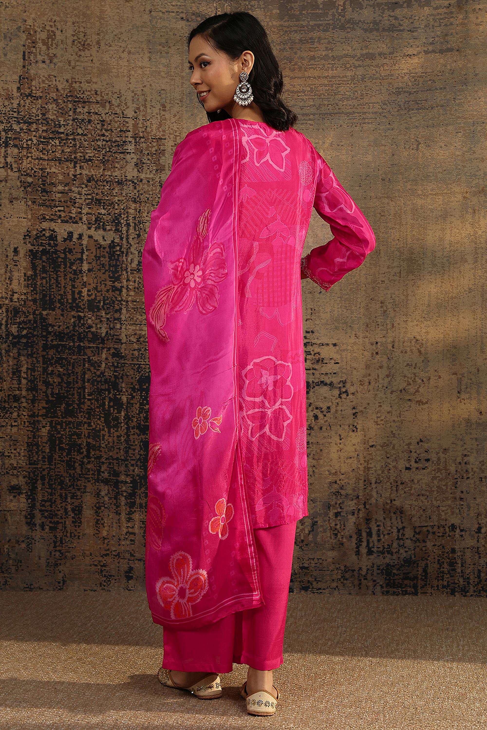 Embroidered-Blended-Fabric-V-Neck-Women-Kurta-with-Palazzo-and-Dupatta