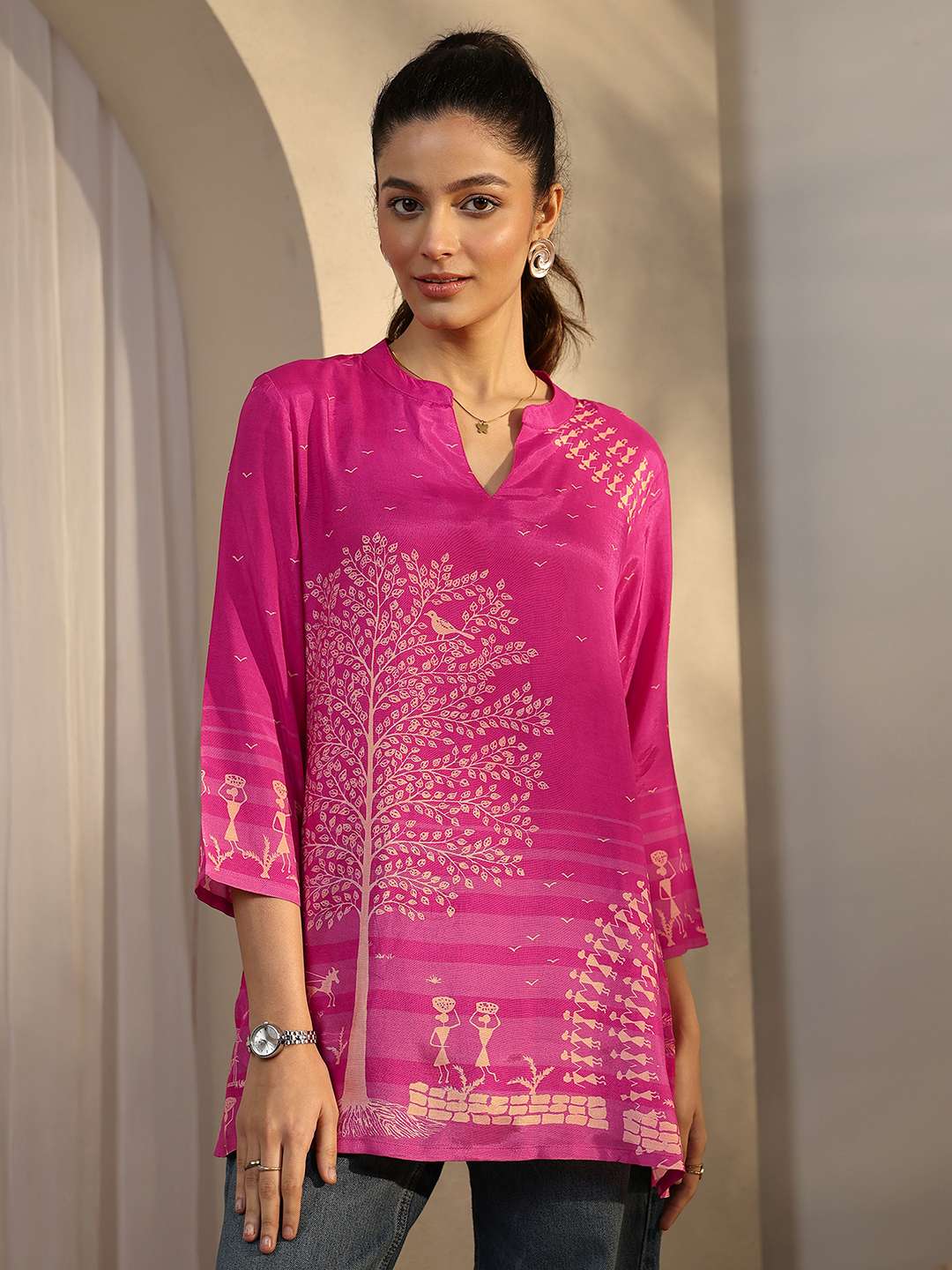 Printed-Muslin-Collared-Women-s-Casual-Wear-Kurti