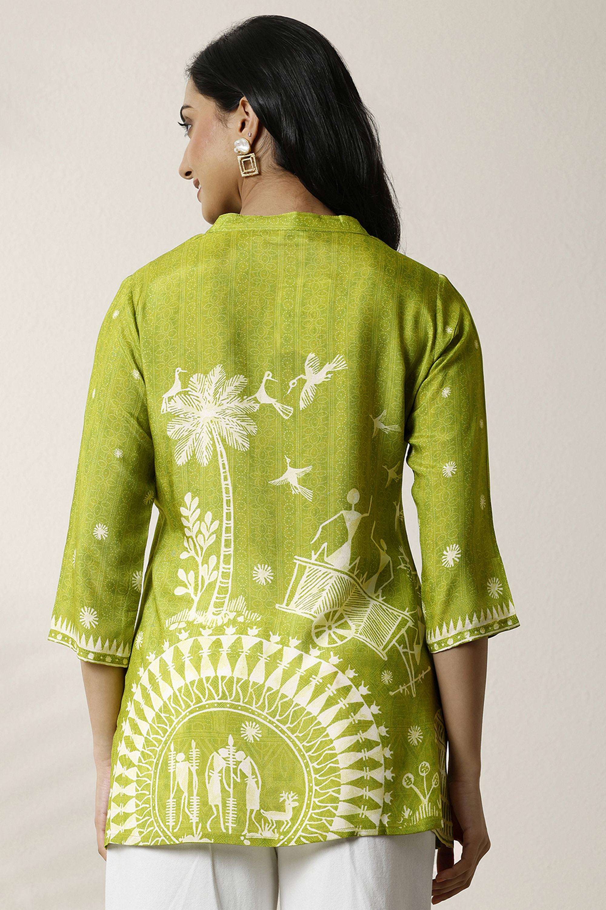 Printed-Muslin-V-Neck-Women-s-Festive-Wear-Kurti