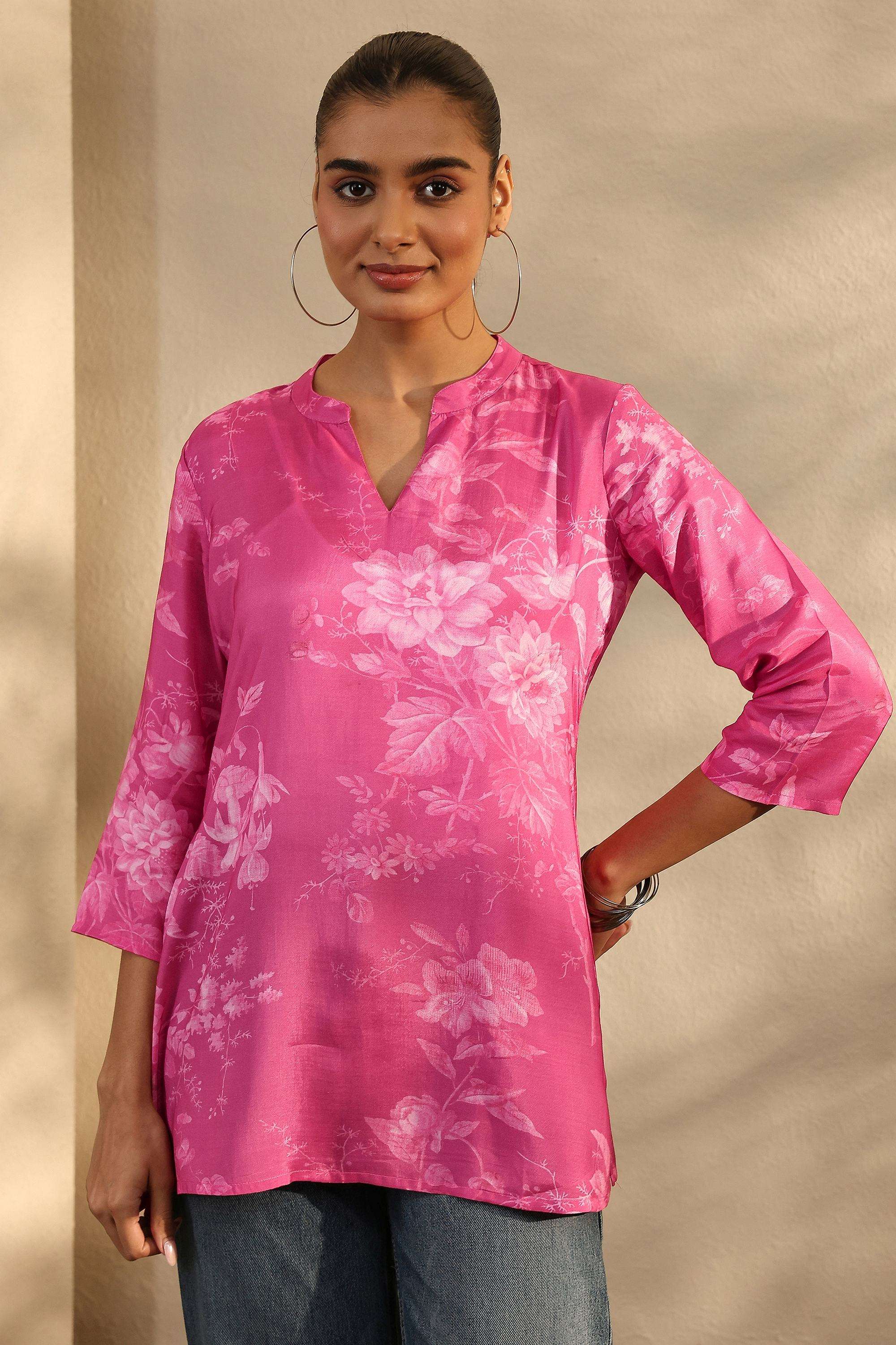 Floral-Muslin-Collared-Women-Tunic