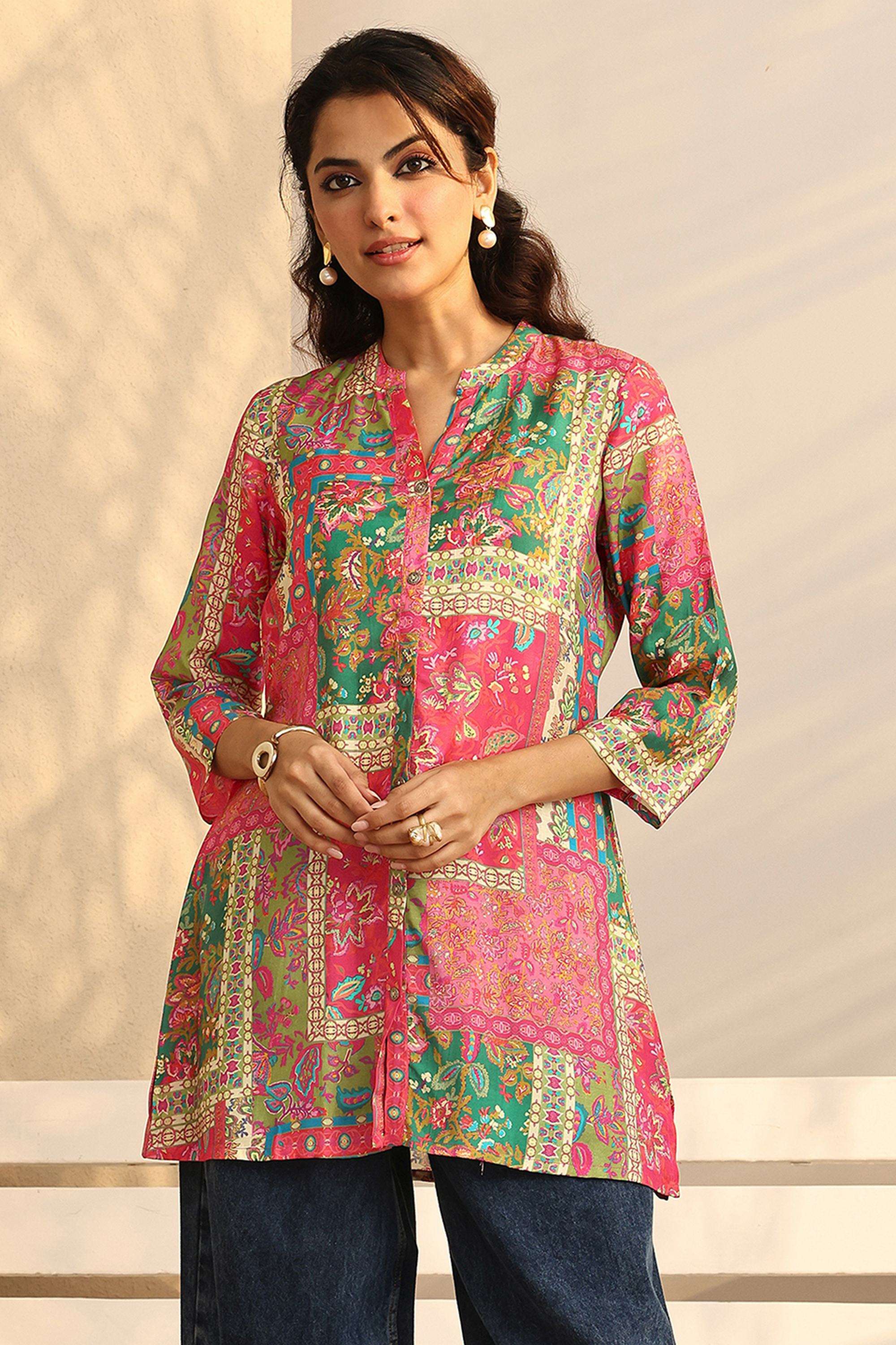 Printed-Crepe-Collared-Women-Tunic
