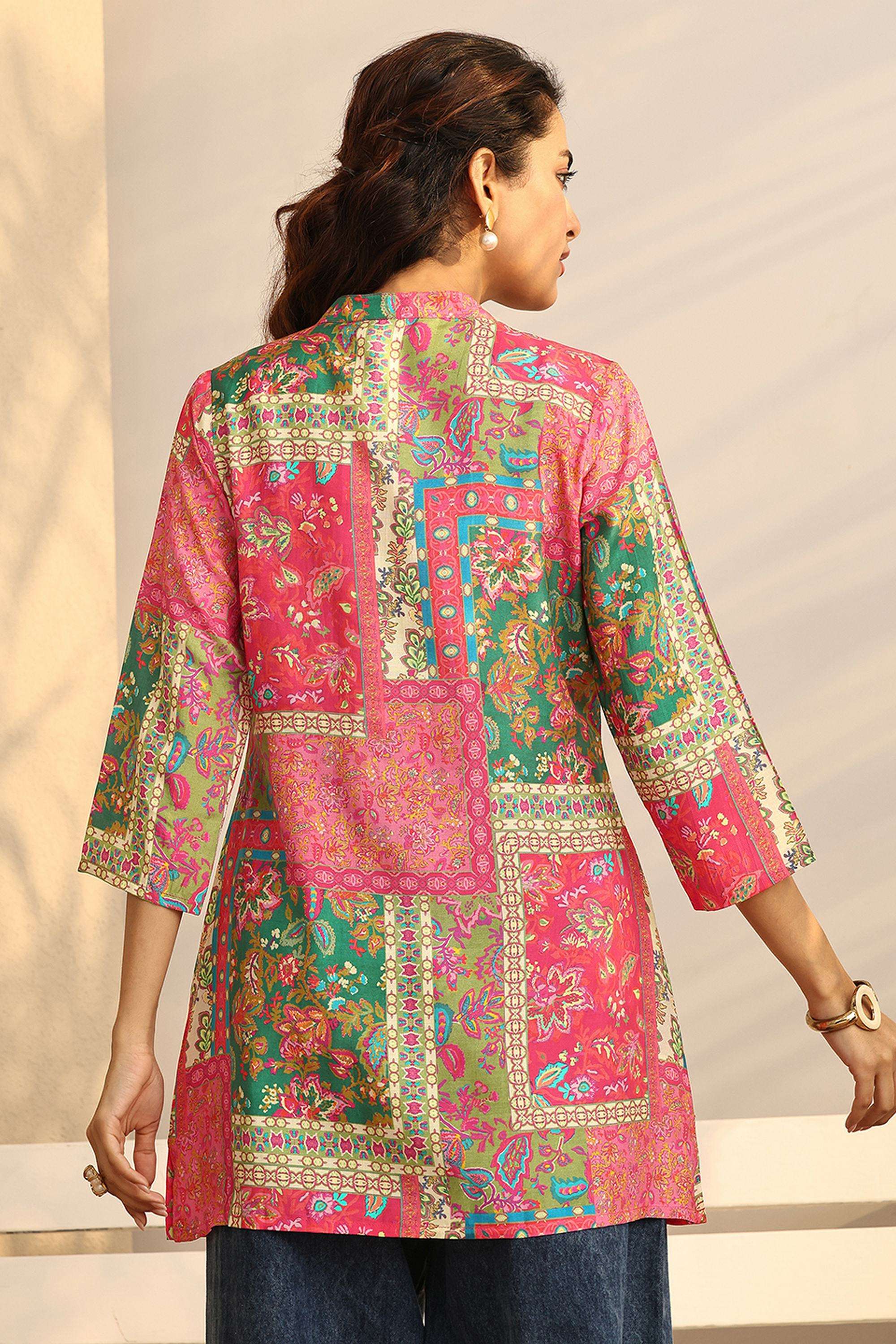 Printed-Crepe-Collared-Women-Tunic