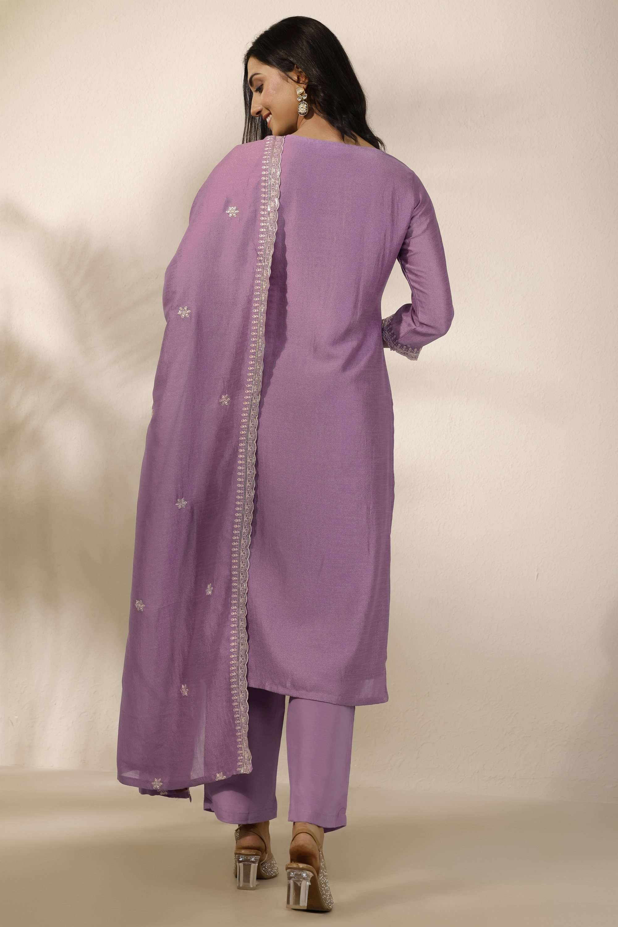 Embroidered-Round-Neck-Blended-Fabric-Women-Kurta-with-Pant-and-Dupatta
