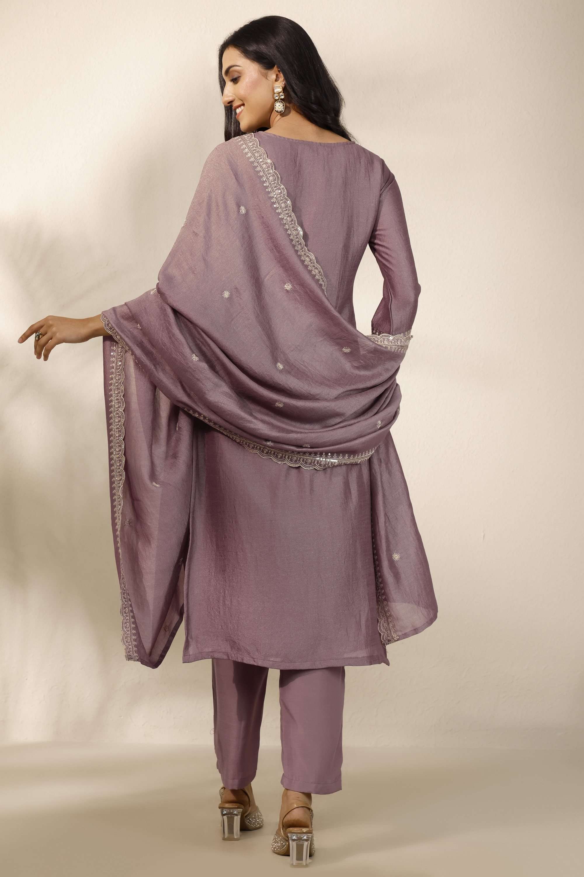 Embroidered-Round-Neck-Blended-Fabric-Women-Kurta-with-Pant-and-Dupatta