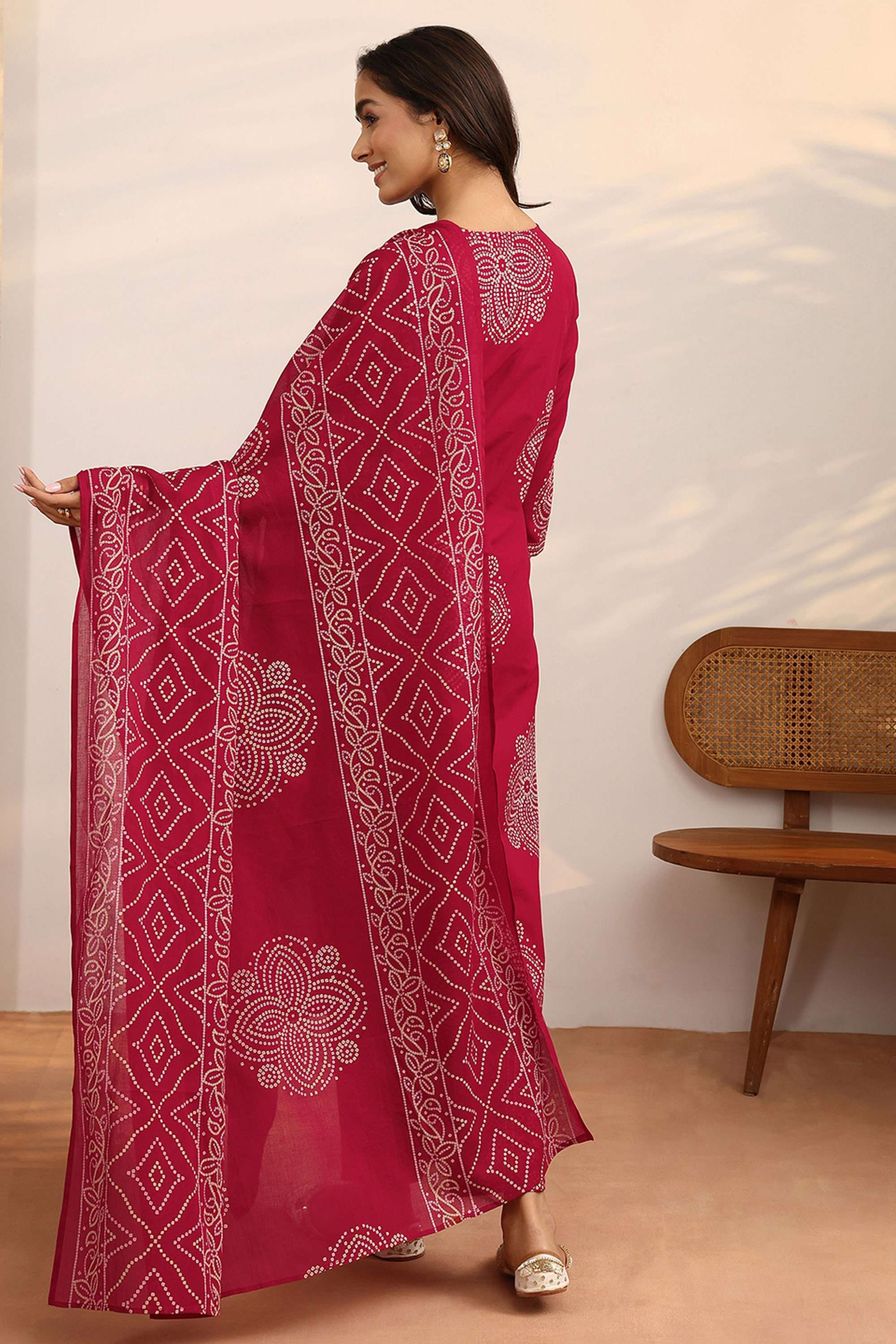 Printed-V-Neck-Cotton-Women-Kurta-with-Pant-and-Dupatta