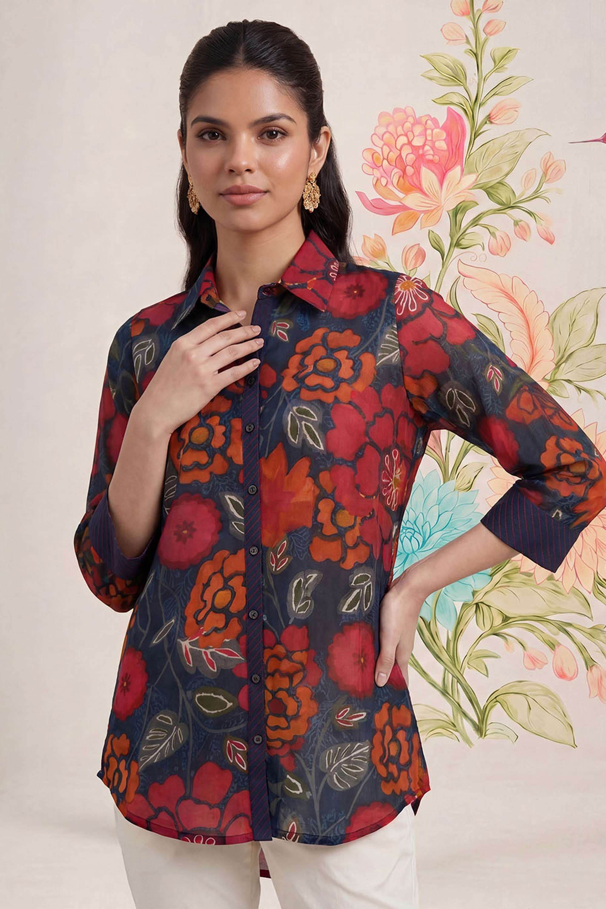 lakshita Floral Cotton Straight Fit Women's Shirt-picture-25