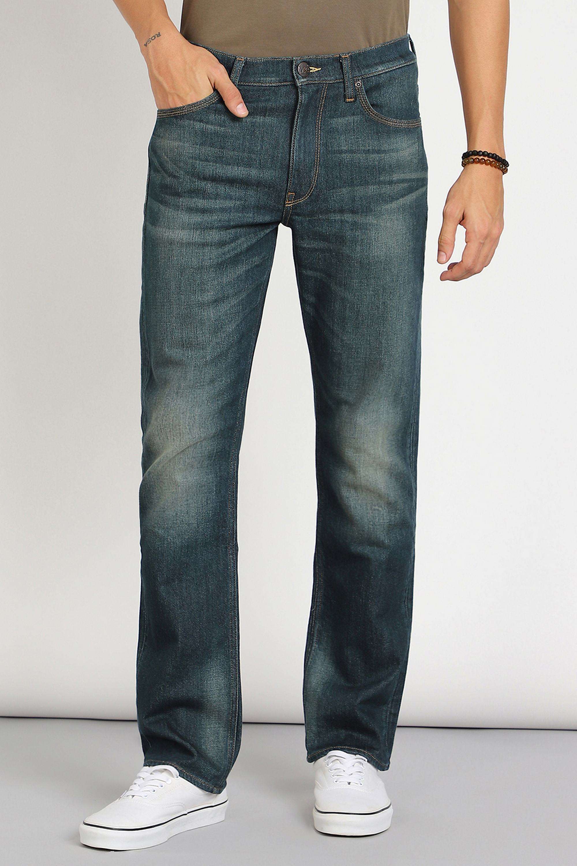 Solid-Blended-Fabric-Straight-Fit-Men-s-Jeans