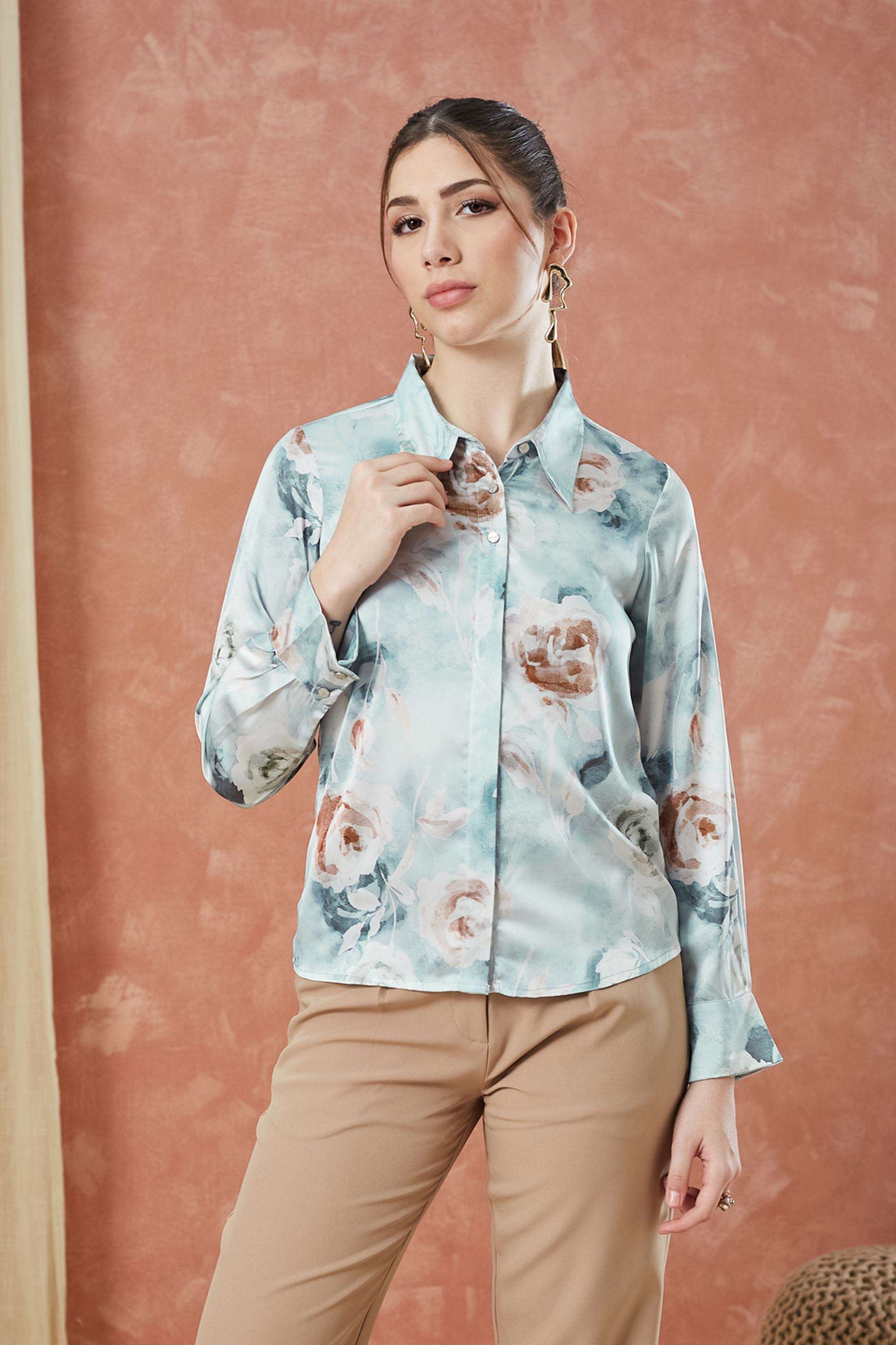 Printed-Polyester-Collared-Women-s-Shirt