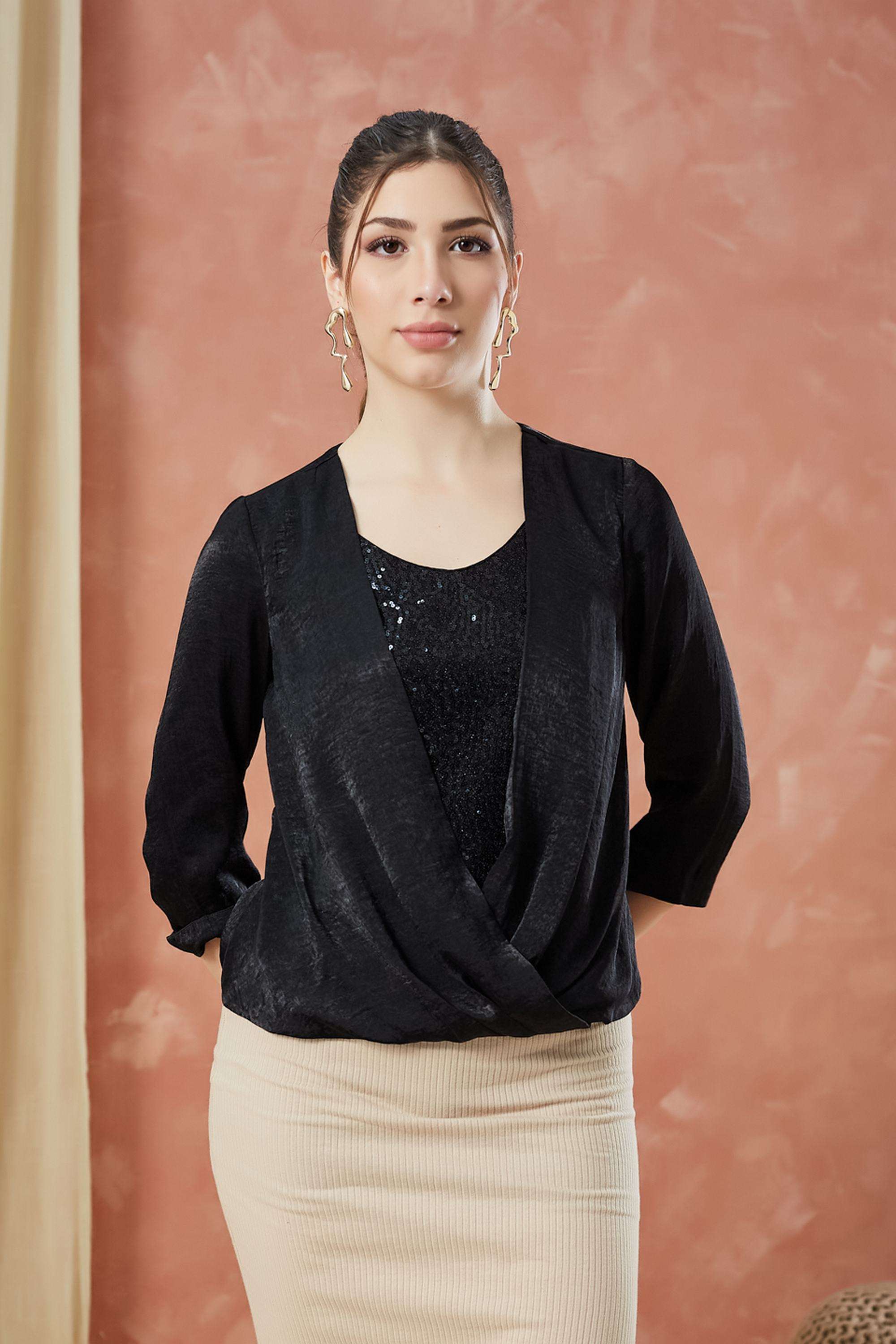 Embellished-Polyester-Round-Neck-Women-s-Top