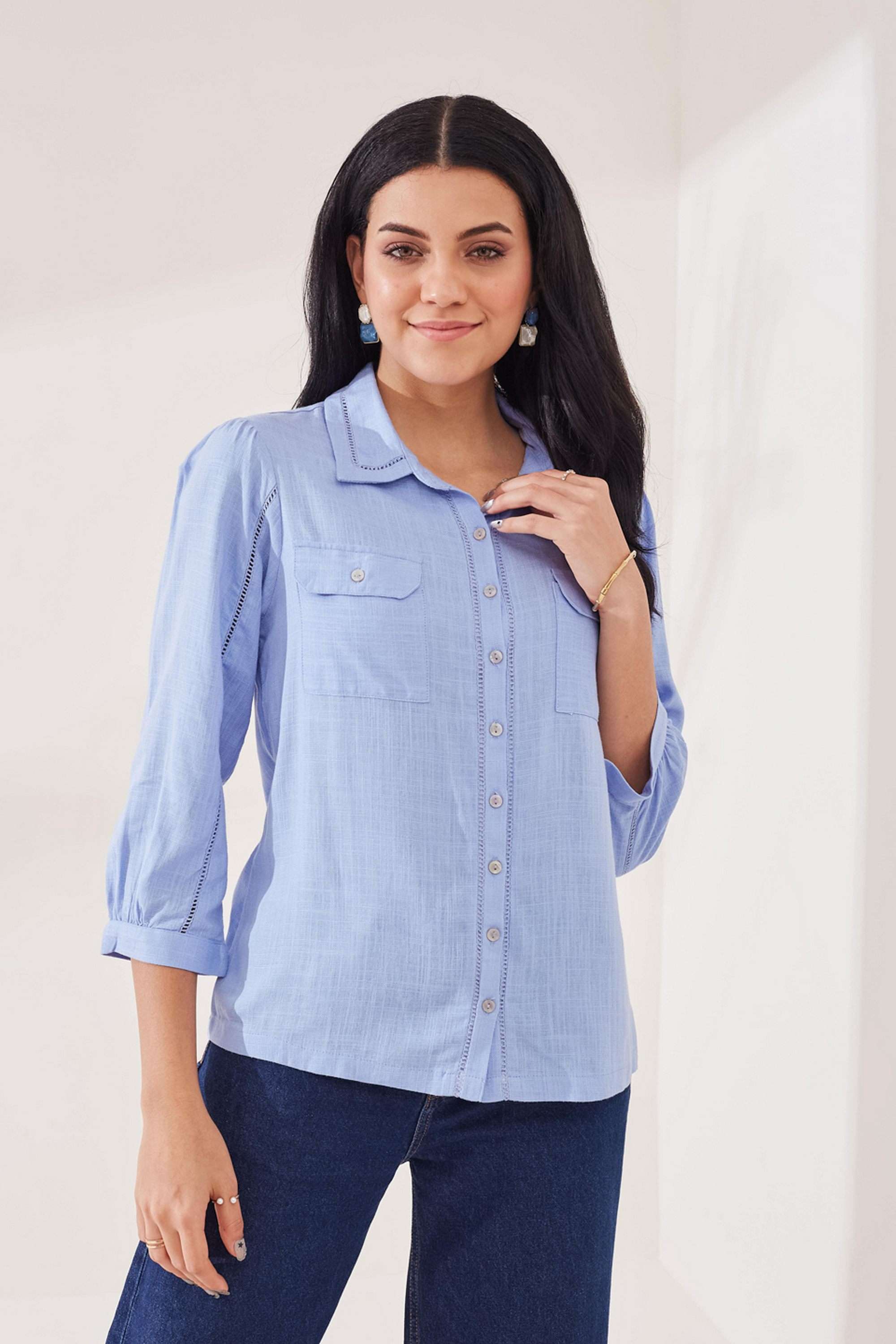 latin quarters Solid Classic Collar Linen Women's Casual Wear Shirt-picture-17