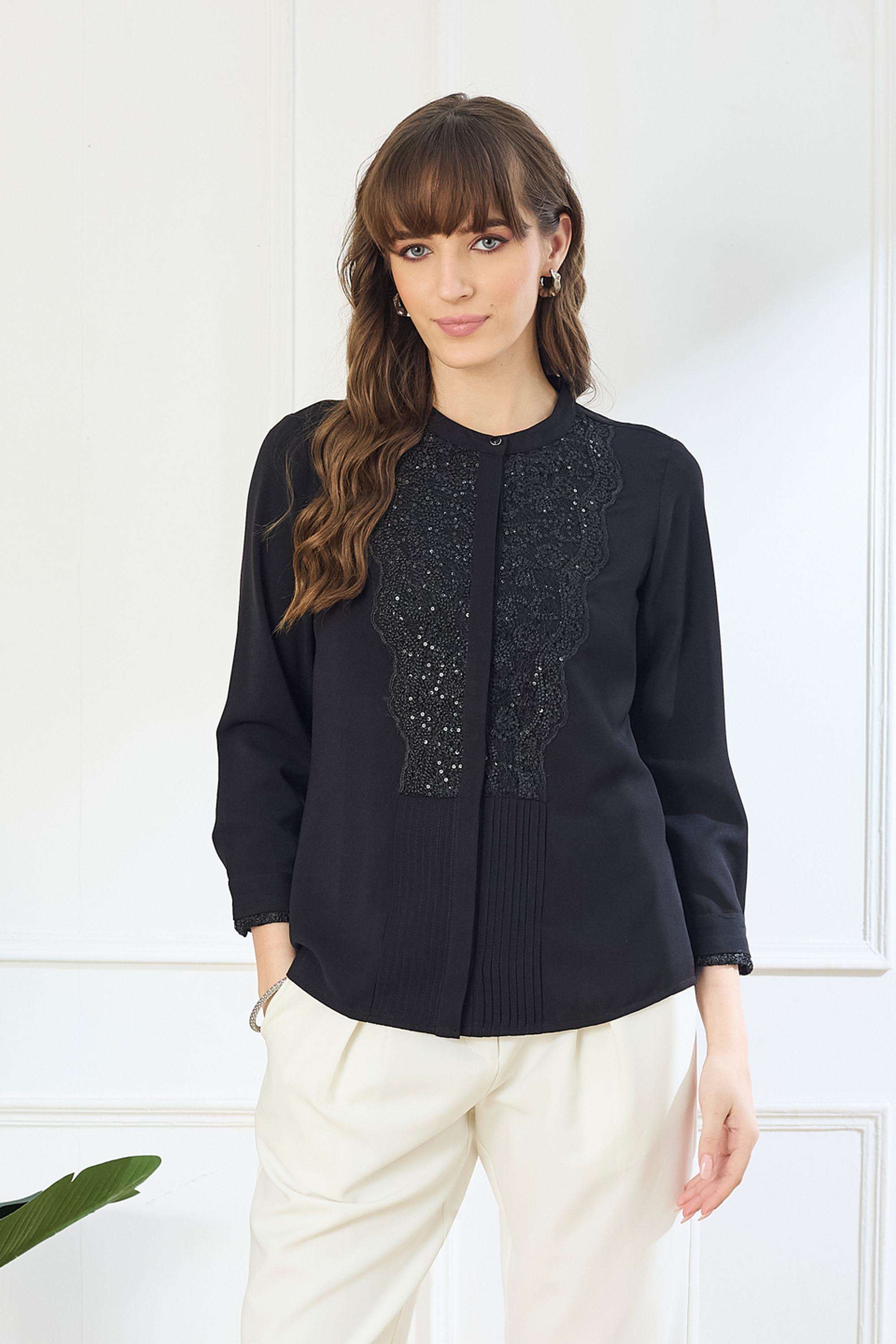 Solid-Polyester-Round-Neck-Women-s-Tunic