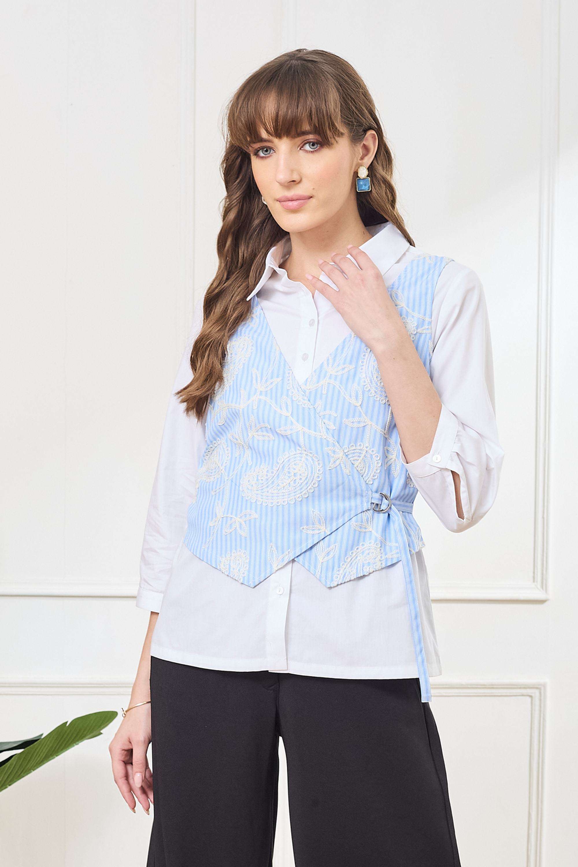 Textured-Viscose-Collared-Women-s-Shirt