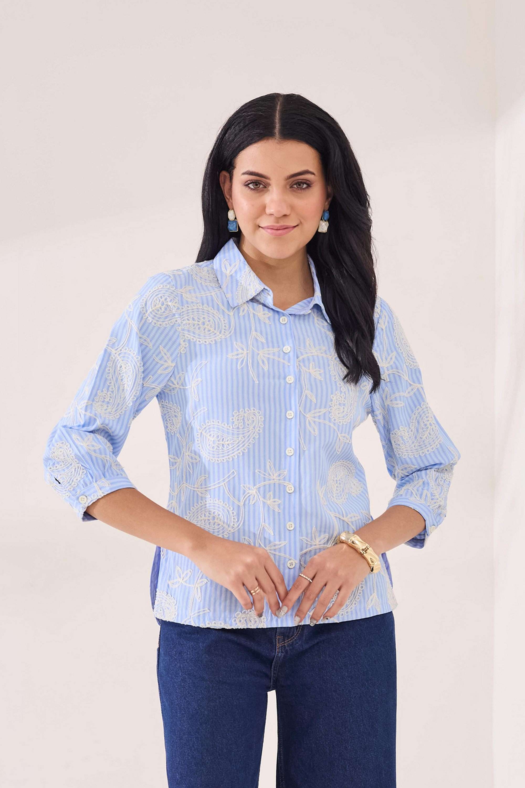 latin quarters Textured Classic Collar Rayon Women's Casual Wear Shirt-picture-19