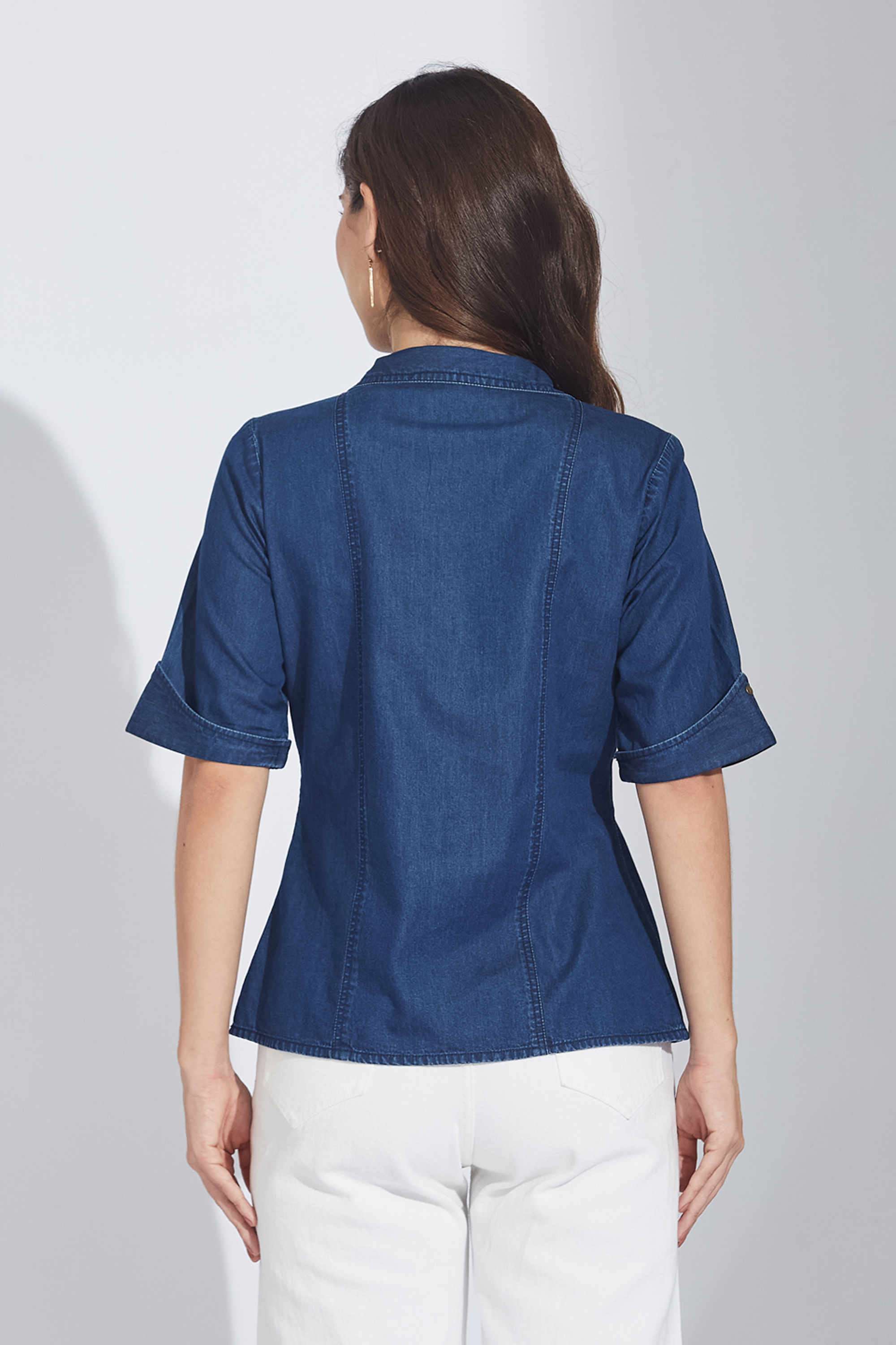 Solid-Cotton-Collared-Women-s-Top