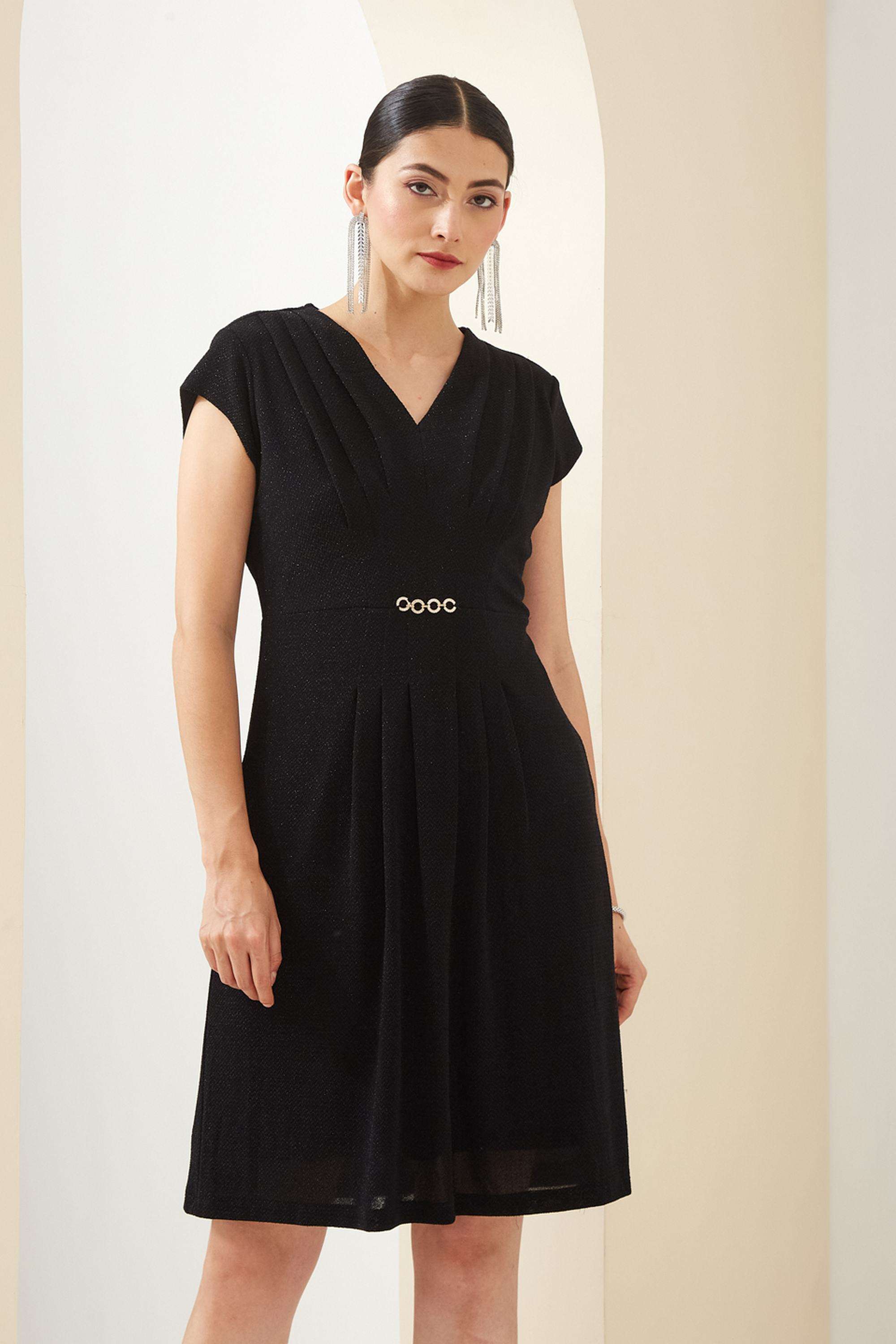 Embellished-V-Neck-Nylon-Women-Dress