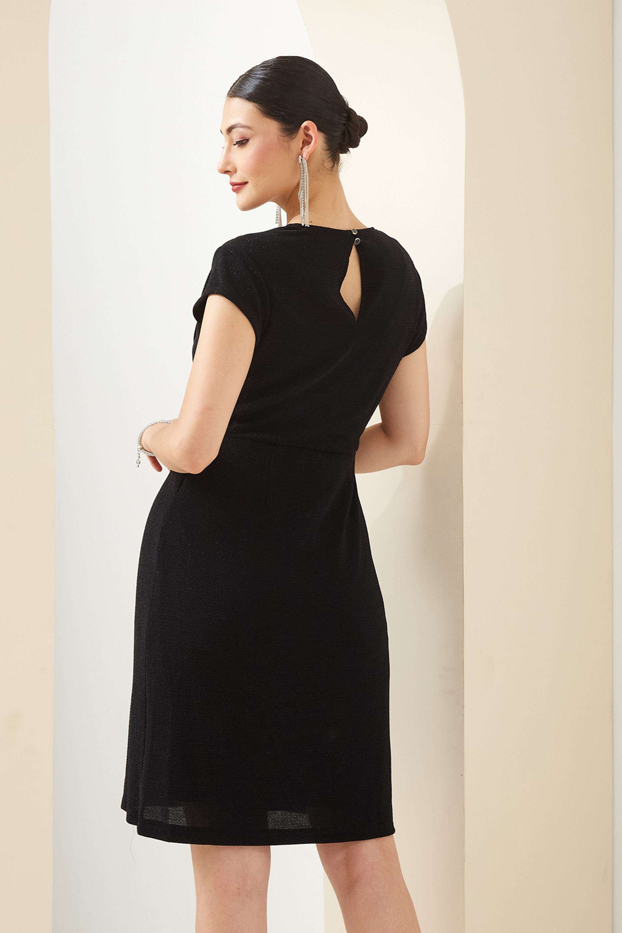 Embellished-V-Neck-Nylon-Women-Dress