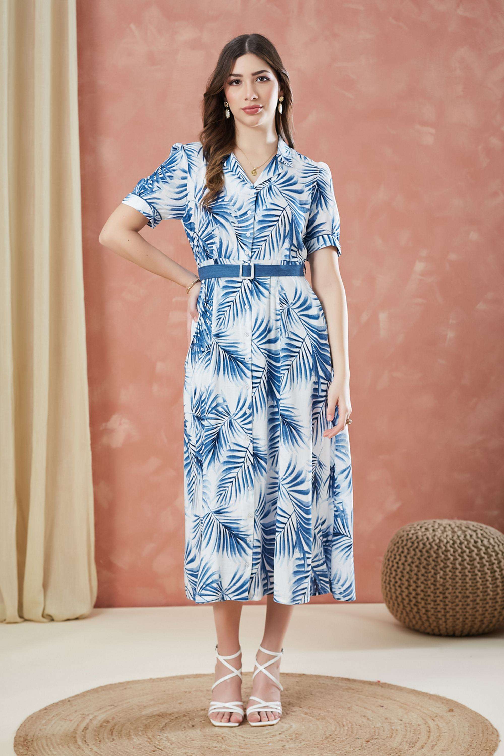Printed-Collared-Rayon-Women-Dress
