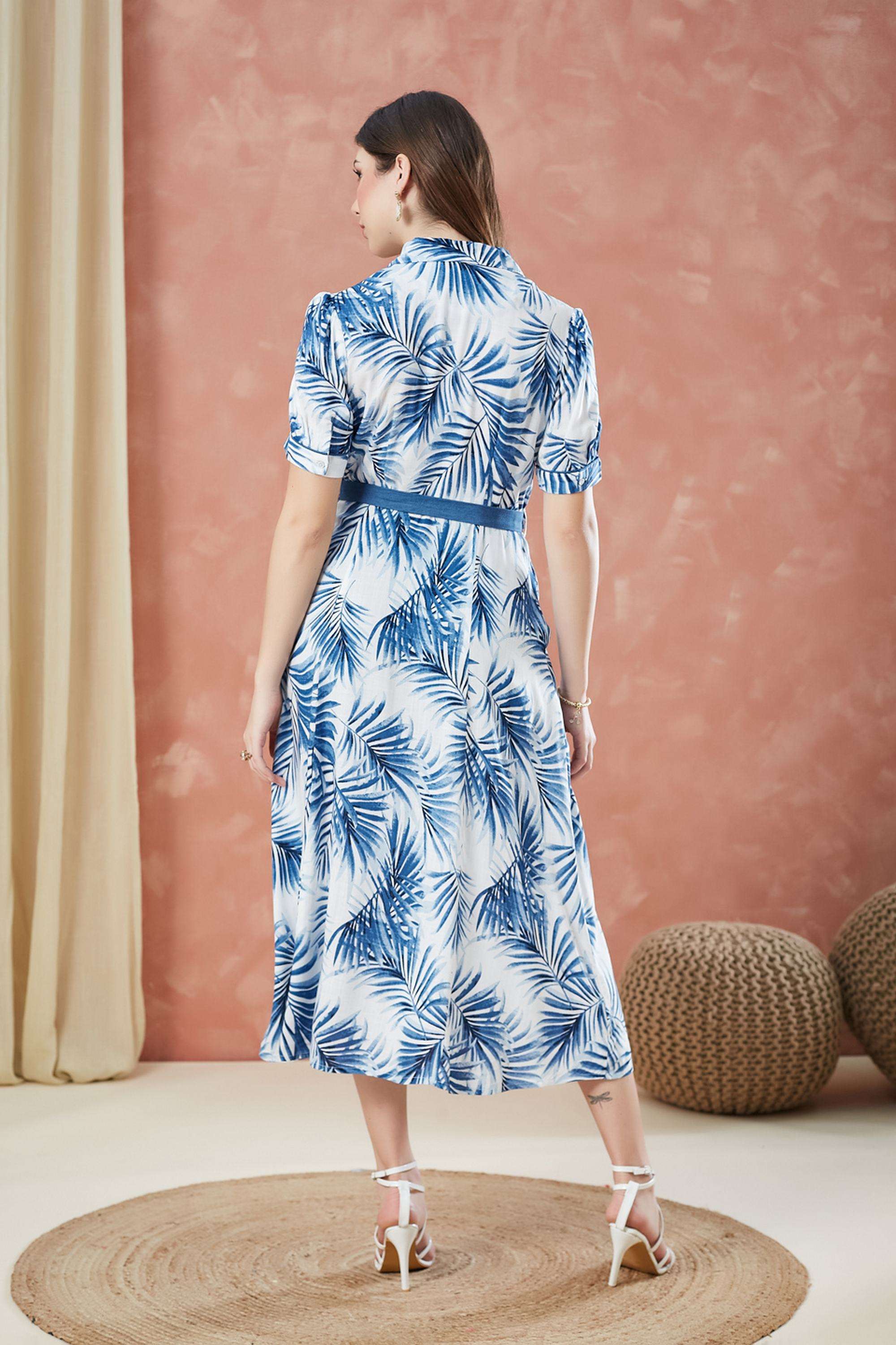 Printed-Collared-Rayon-Women-Dress
