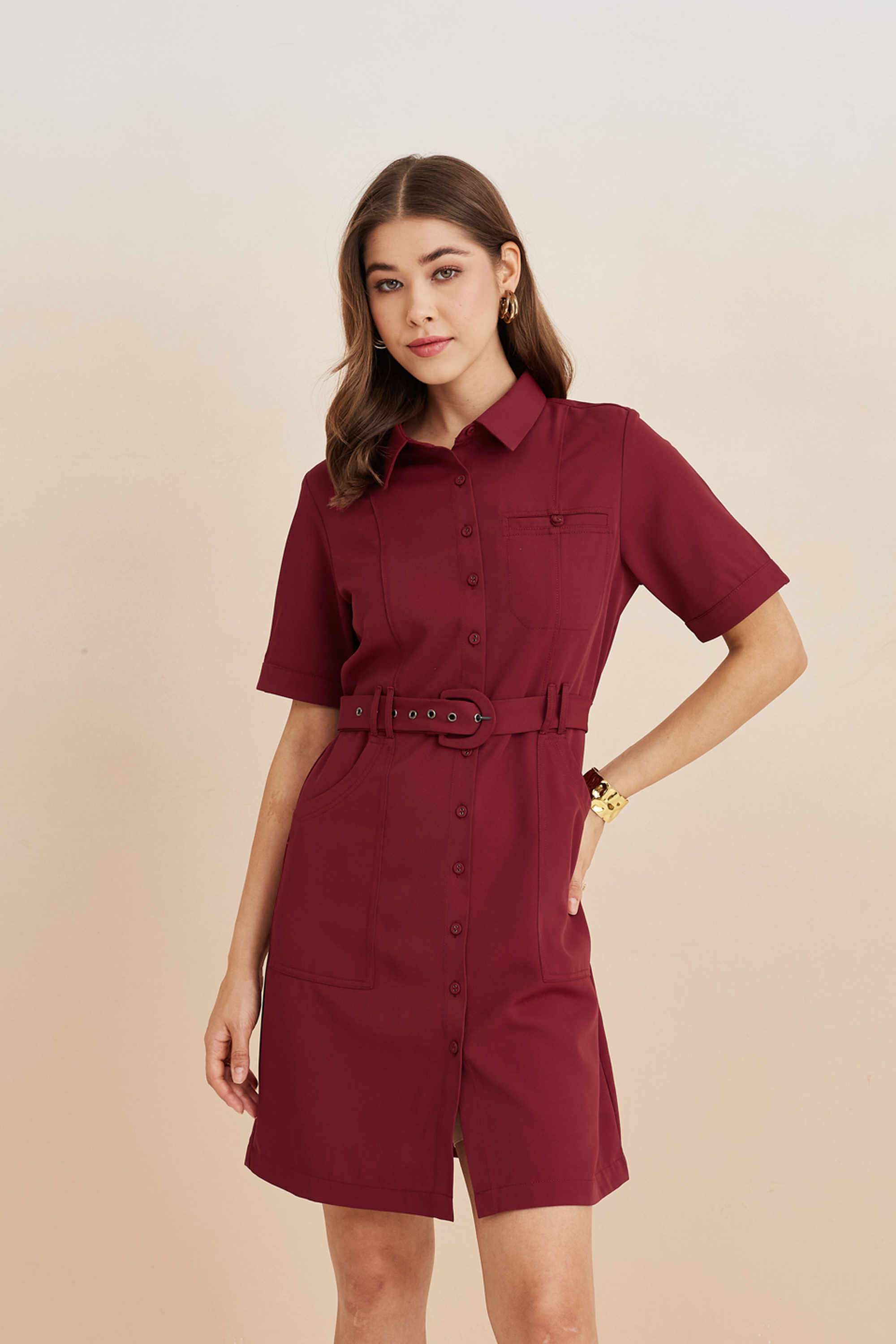 Solid-Blended-Fabric-Women-Dress