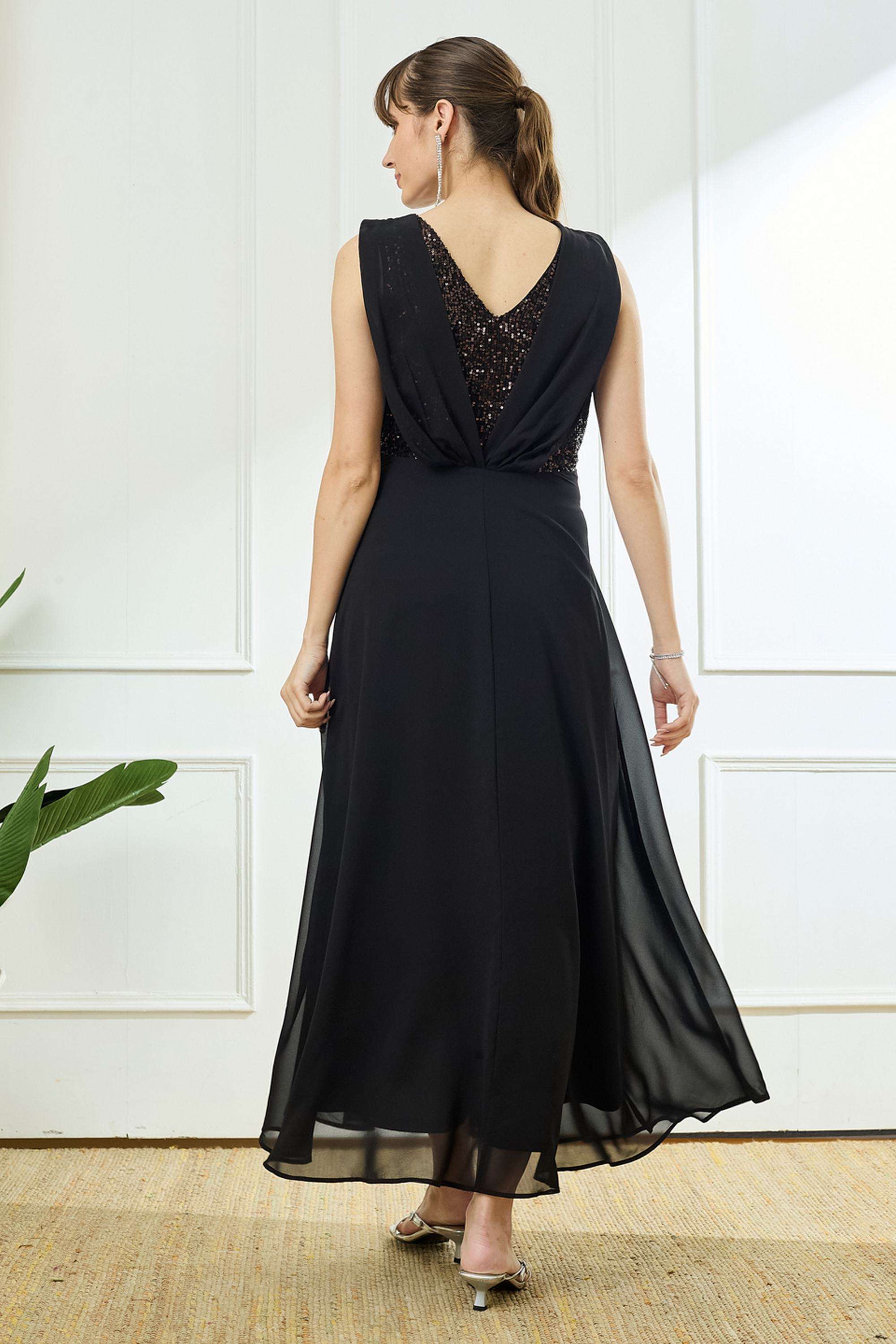 Embellished-V-Neck-Polyester-Women-Dress