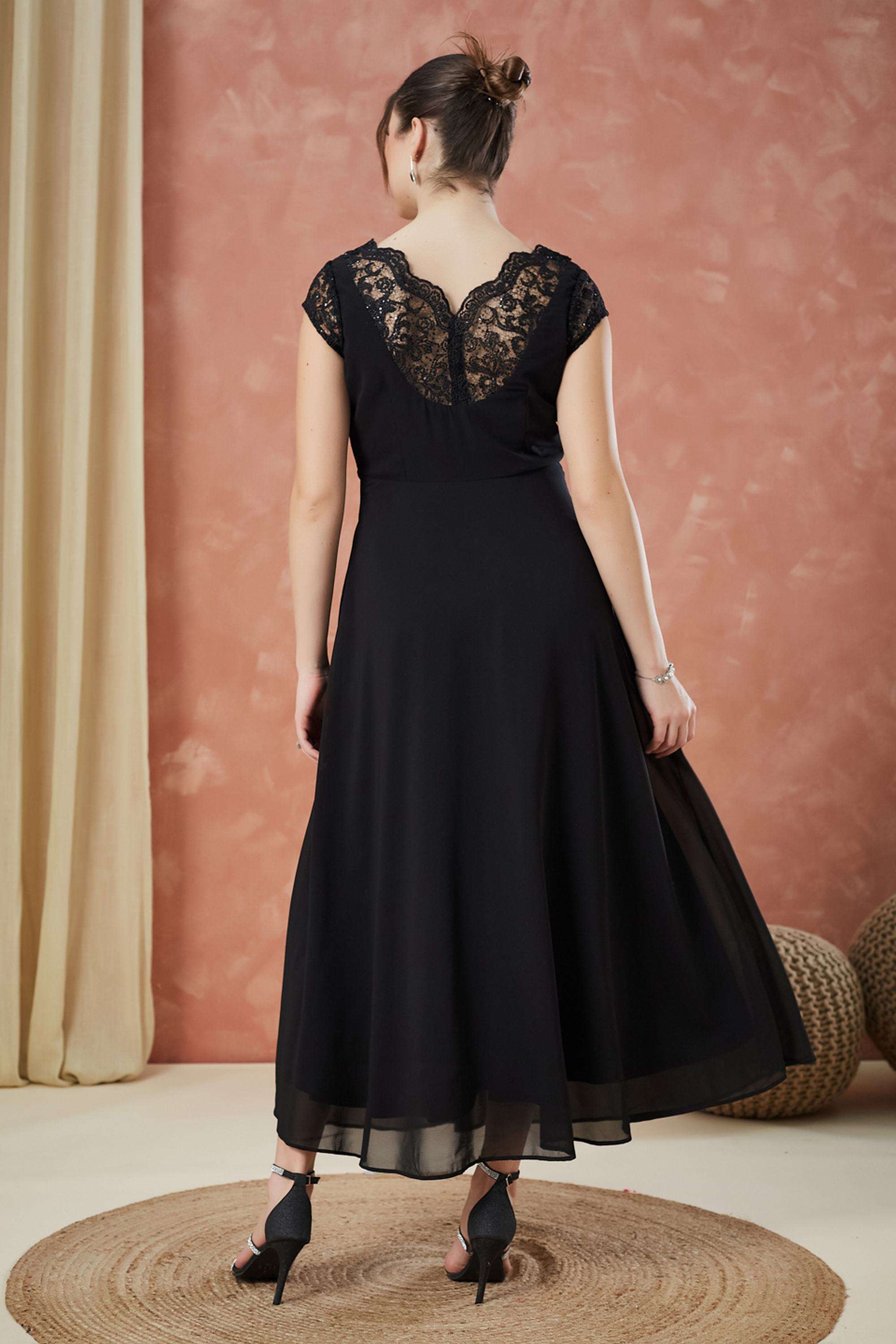 Embellished-V-Neck-Polyester-Women-Dress