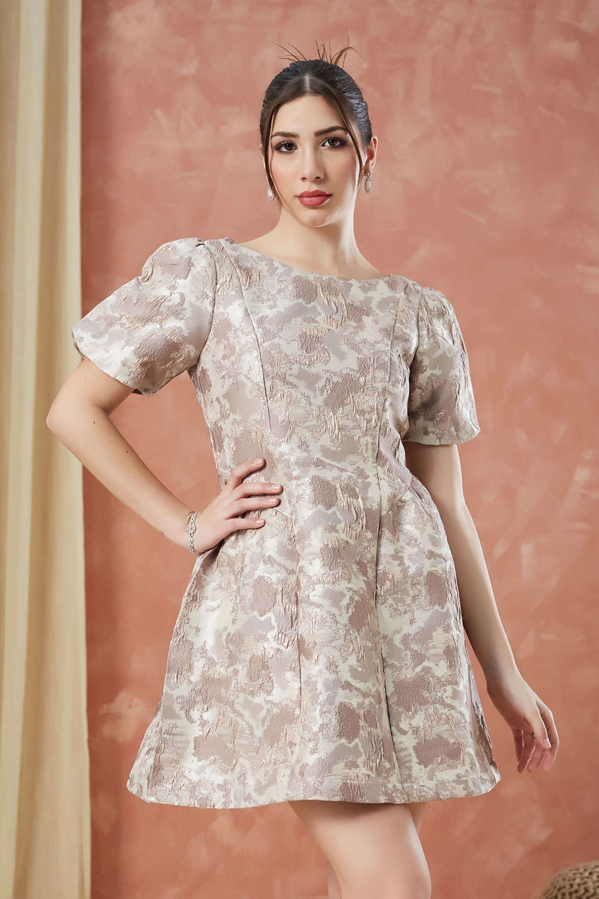 Solid-Round-Neck-Polyester-Women-Dress