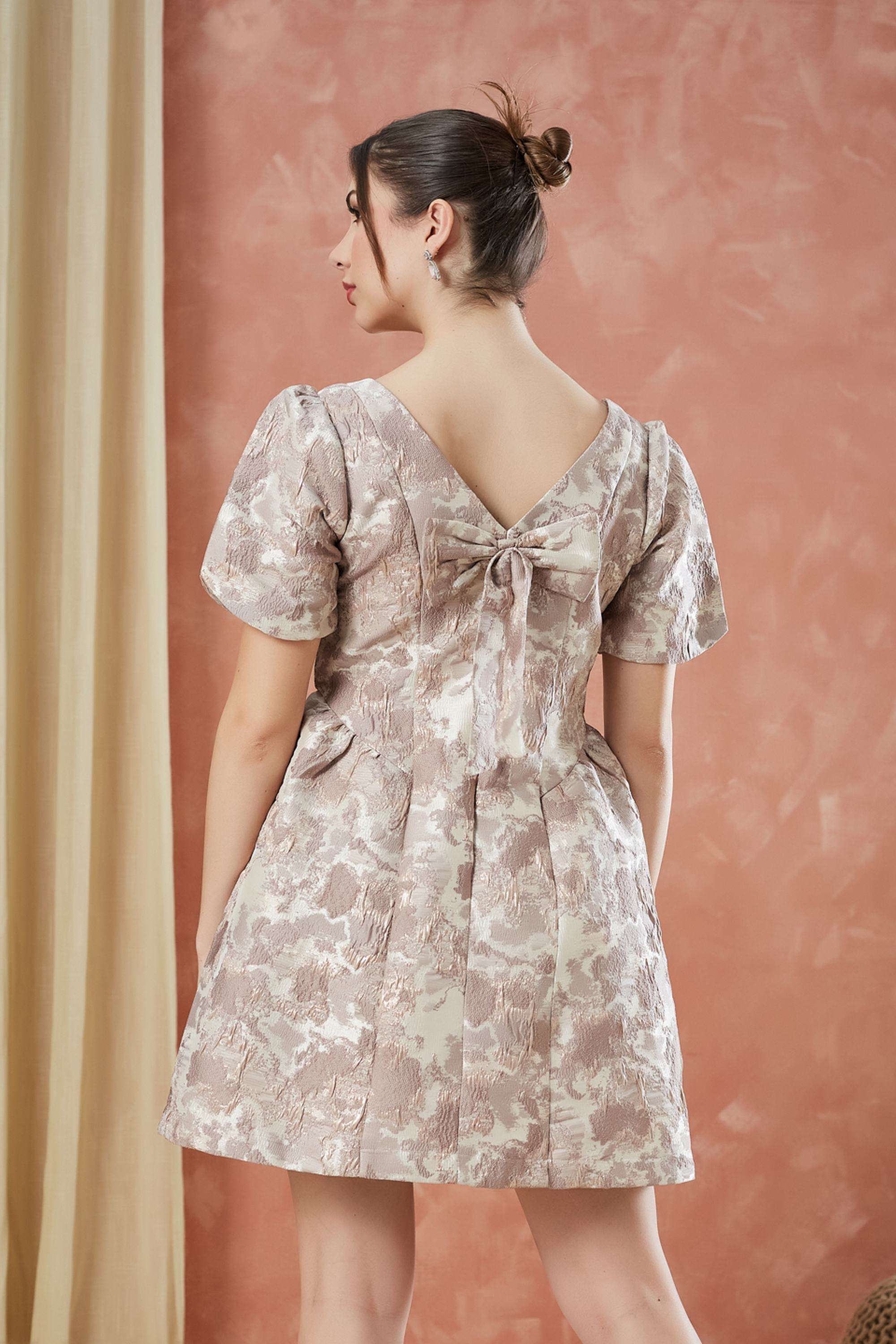 Solid-Round-Neck-Polyester-Women-Dress