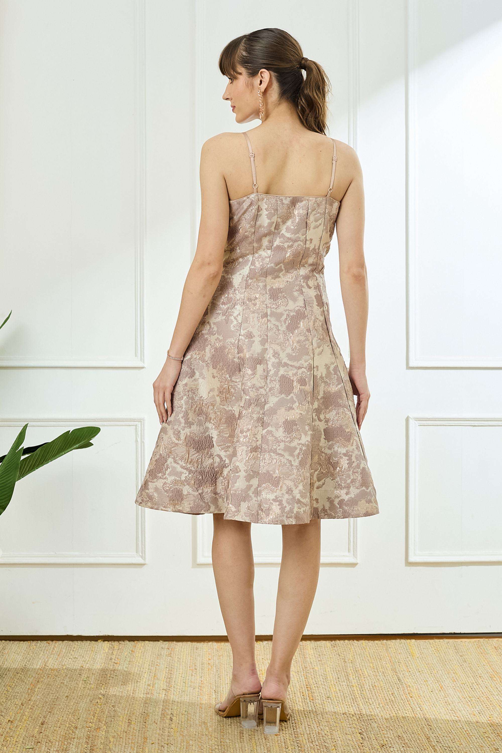 Textured-Square-Neck-Polyester-Women-Dress