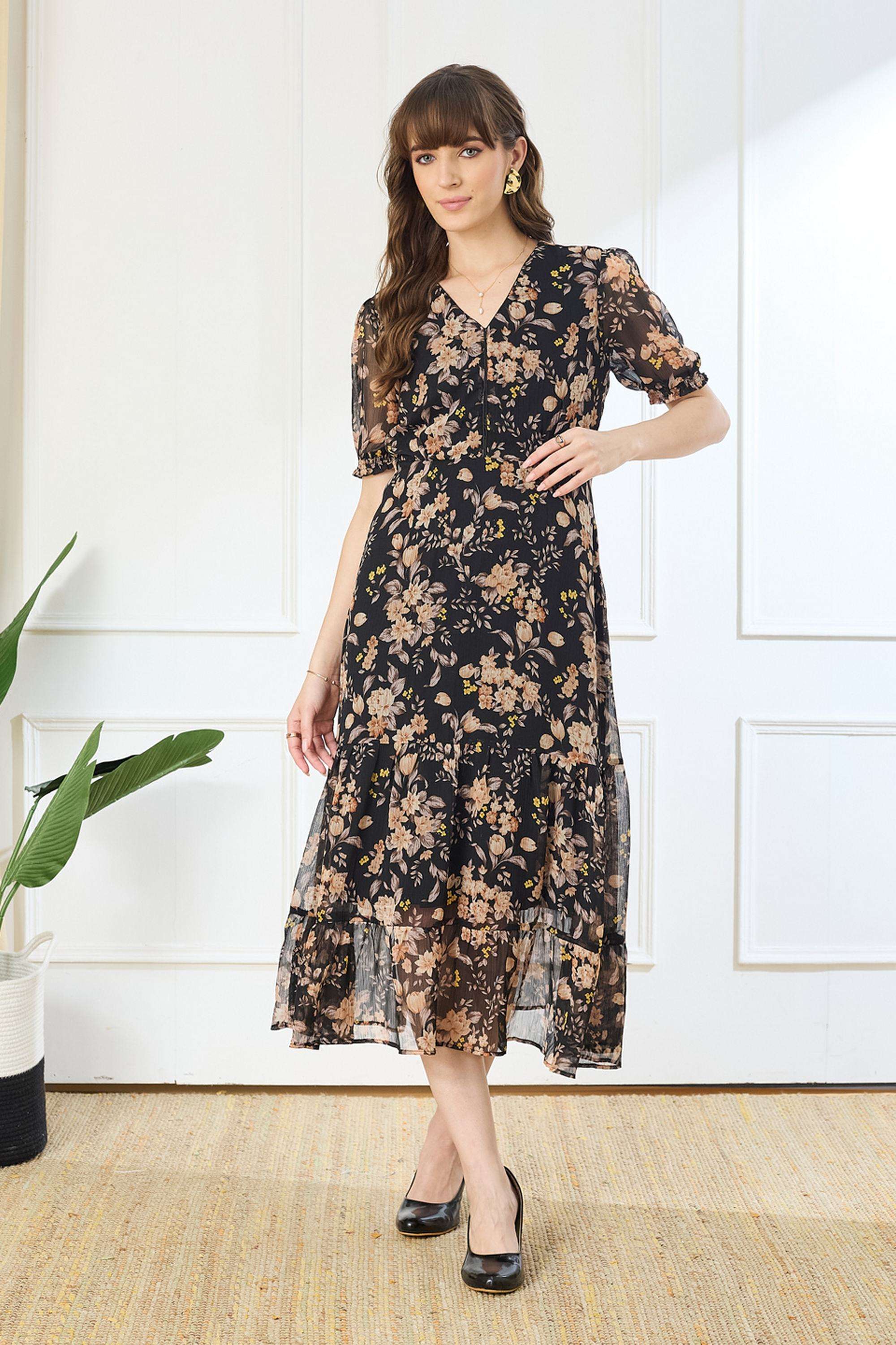 latin quarters Printed V-Neck Polyester Women Dress-picture-20