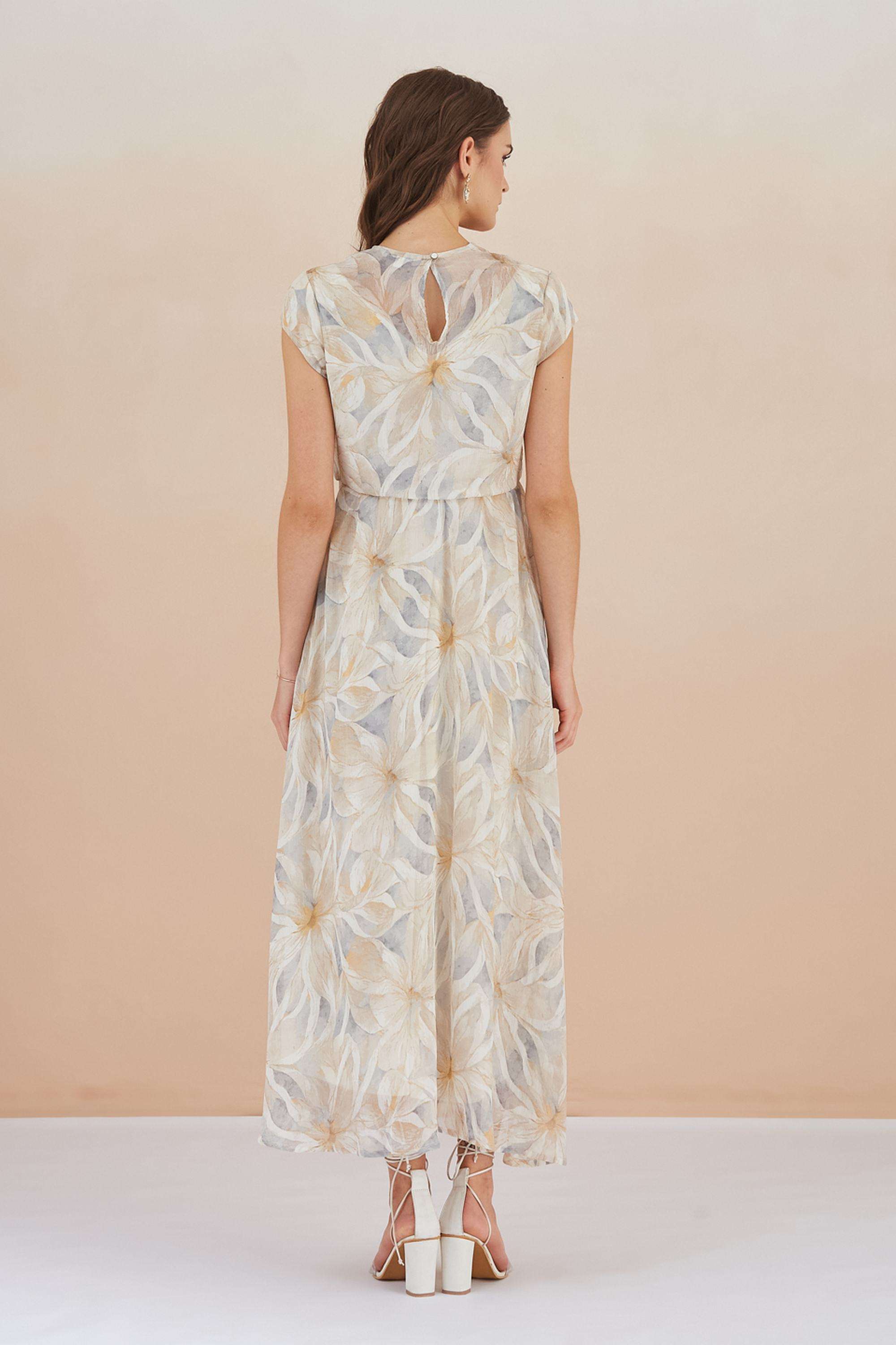 Printed-Round-Neck-Polyester-Women-Dress