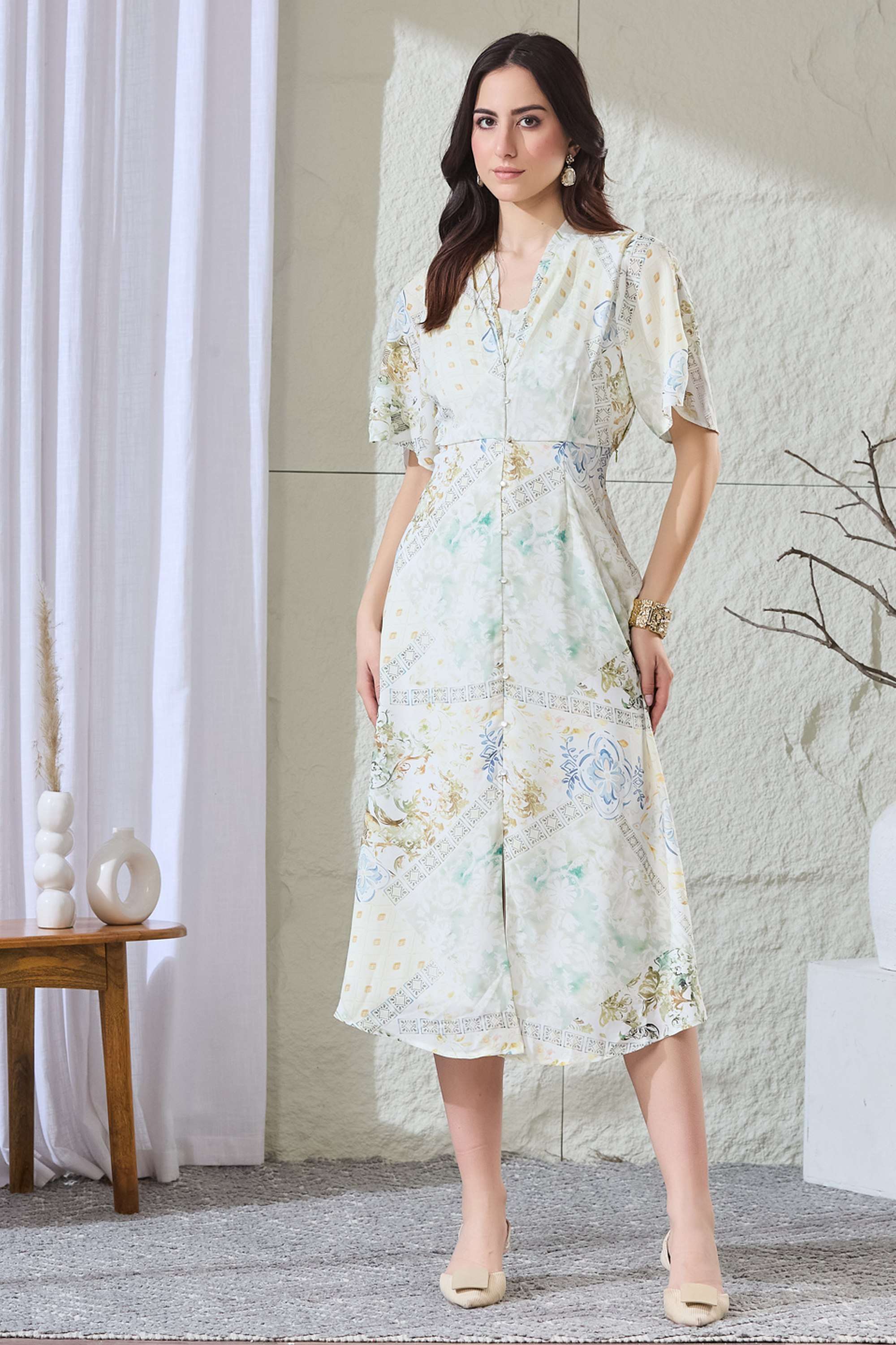 latin quarters Printed V-Neck Polyester Women's Dress-picture-31