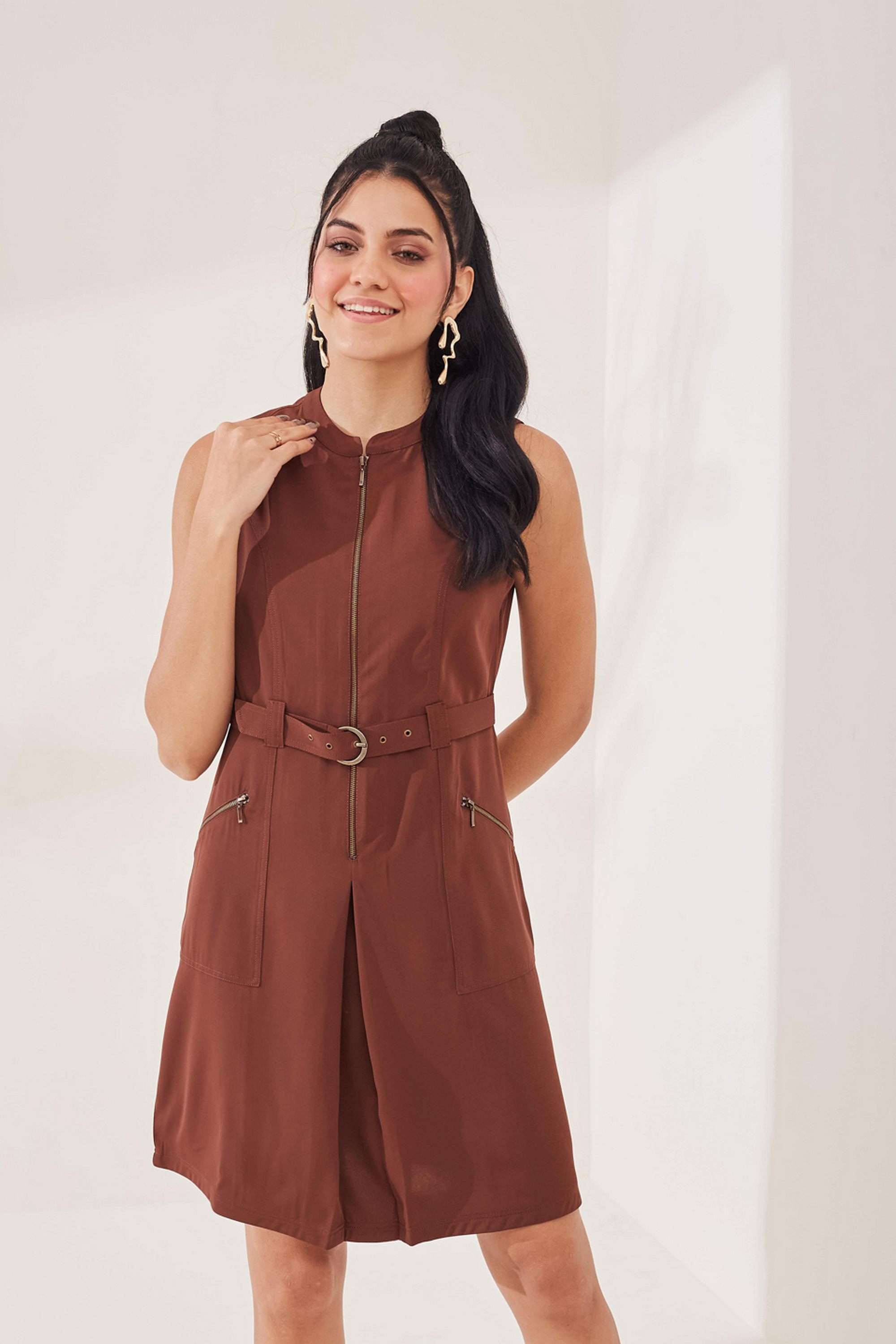 latin quarters Solid Collared Polyester Women's Mini Dress-picture-38