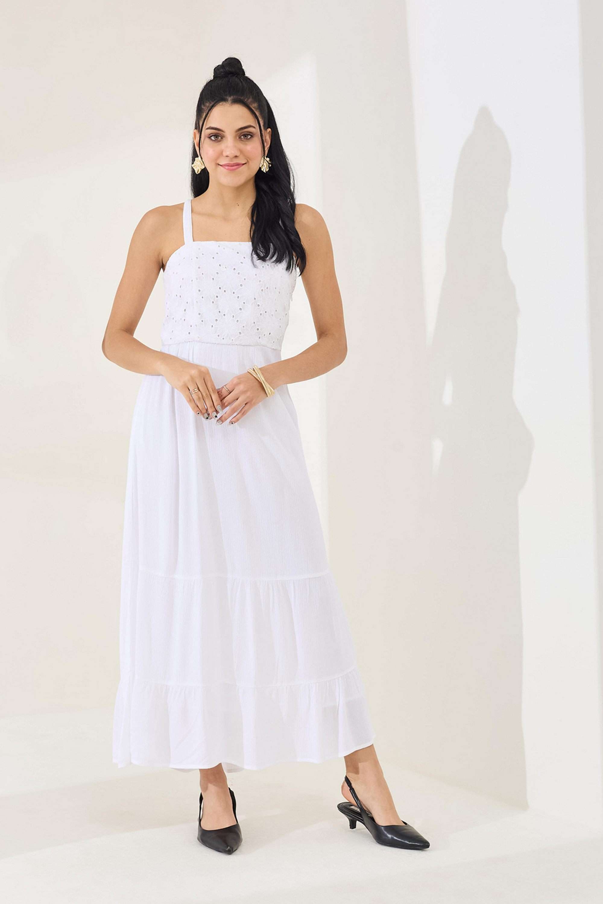 latin quarters Solid Square Neck Rayon Women's Calf Length Dress-picture-26