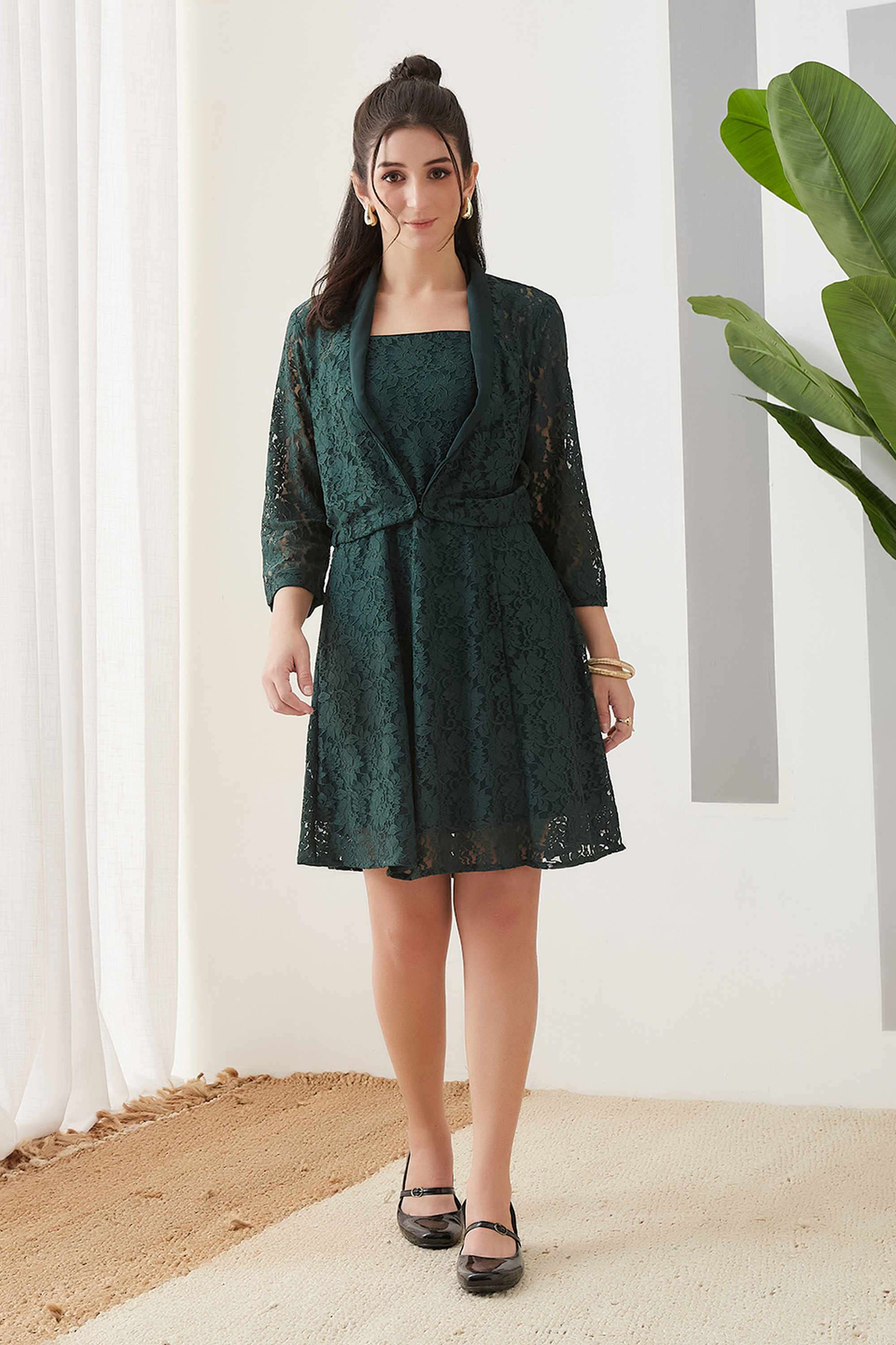 Solid-Square-Neck-Nylon-Women-s-Dress