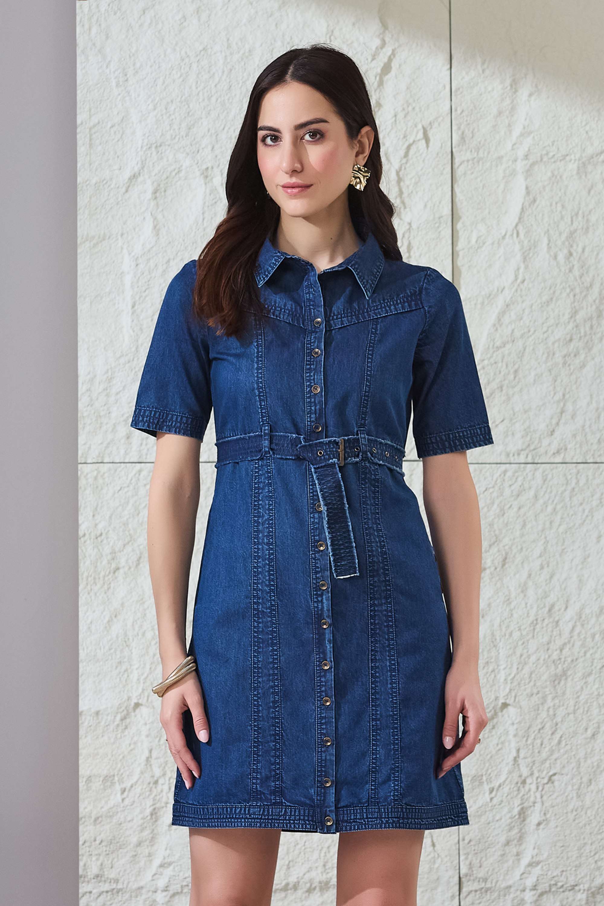 latin quarters Solid Collared Cotton Women's Dress-picture-10