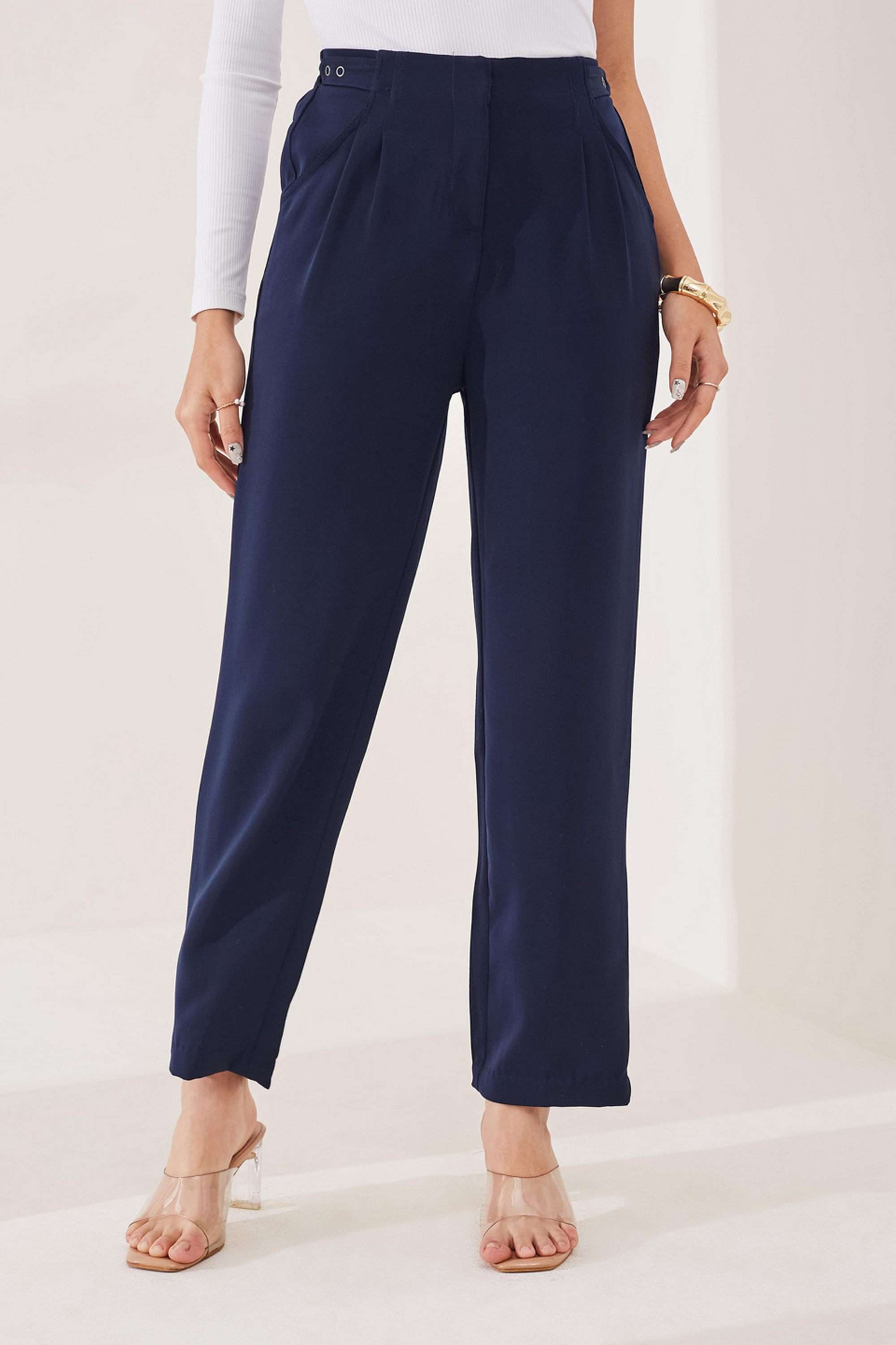 latin quarters Solid Regular Fit Polyester Women's Casual Wear Trousers-picture-30