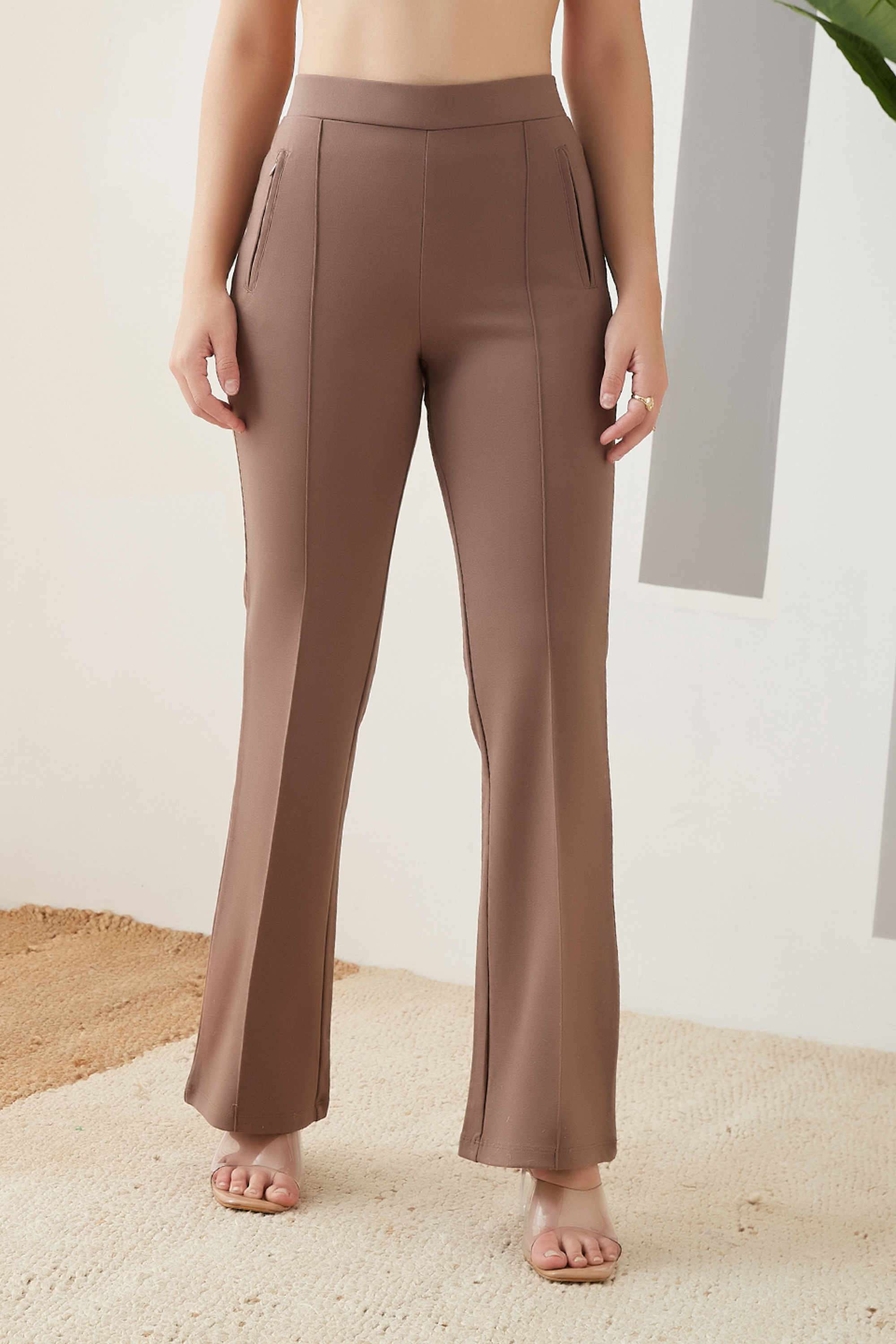 Solid-Regular-Fit-Nylon-Women-s-Casual-Trousers