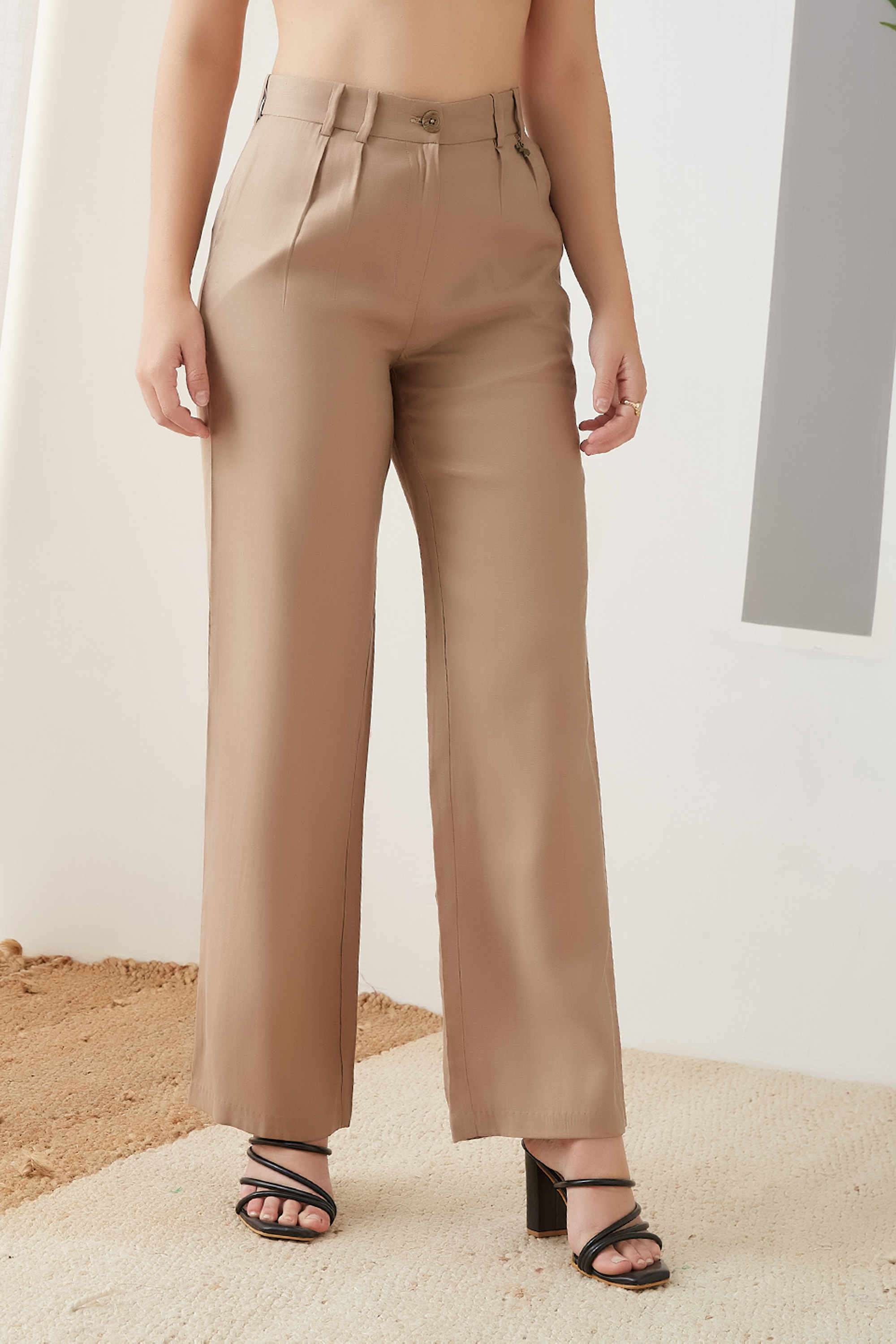 Solid-Regular-Fit-Polyester-Women-s-Casual-Pants