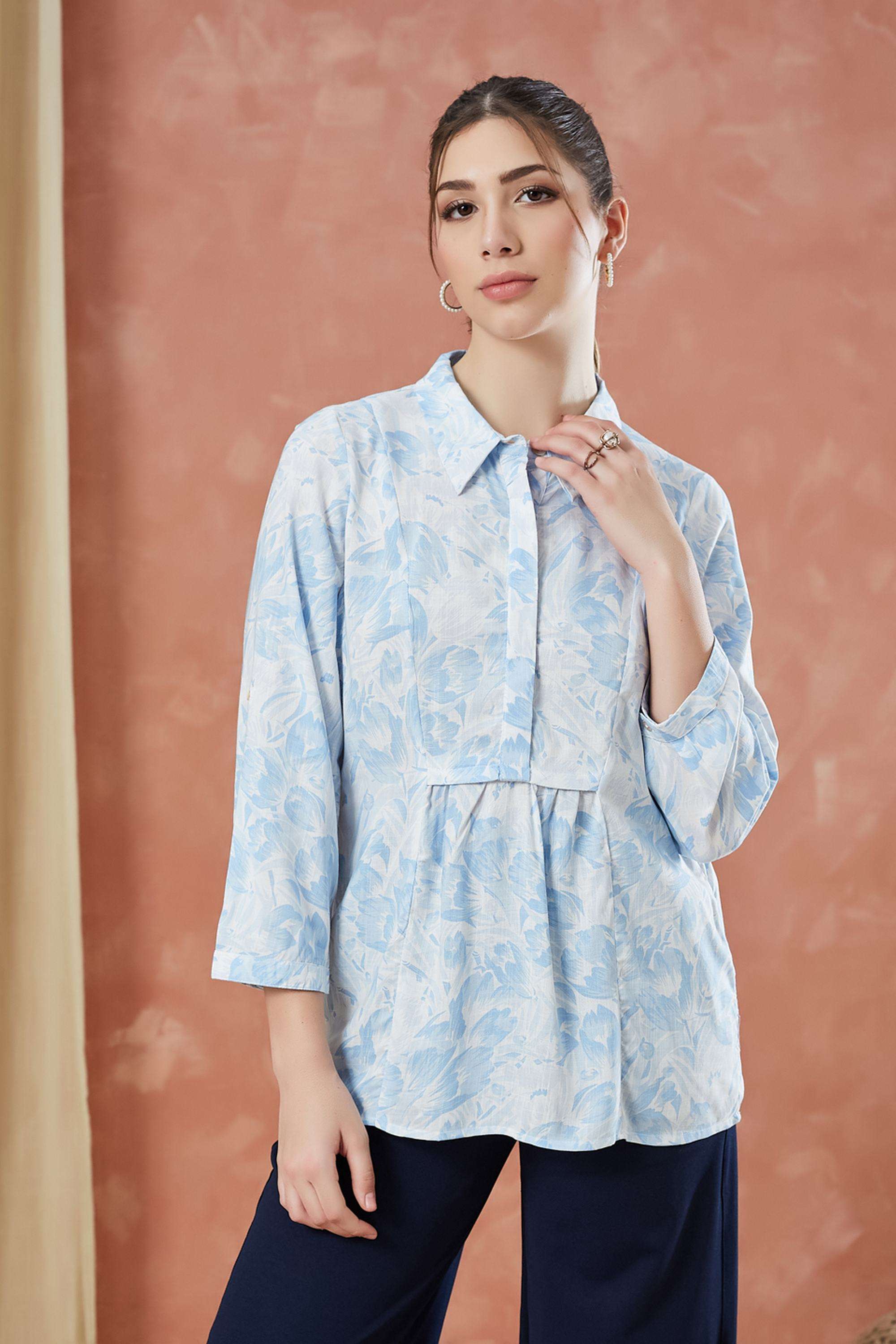 Printed-Viscose-Collared-Women-s-Tunic