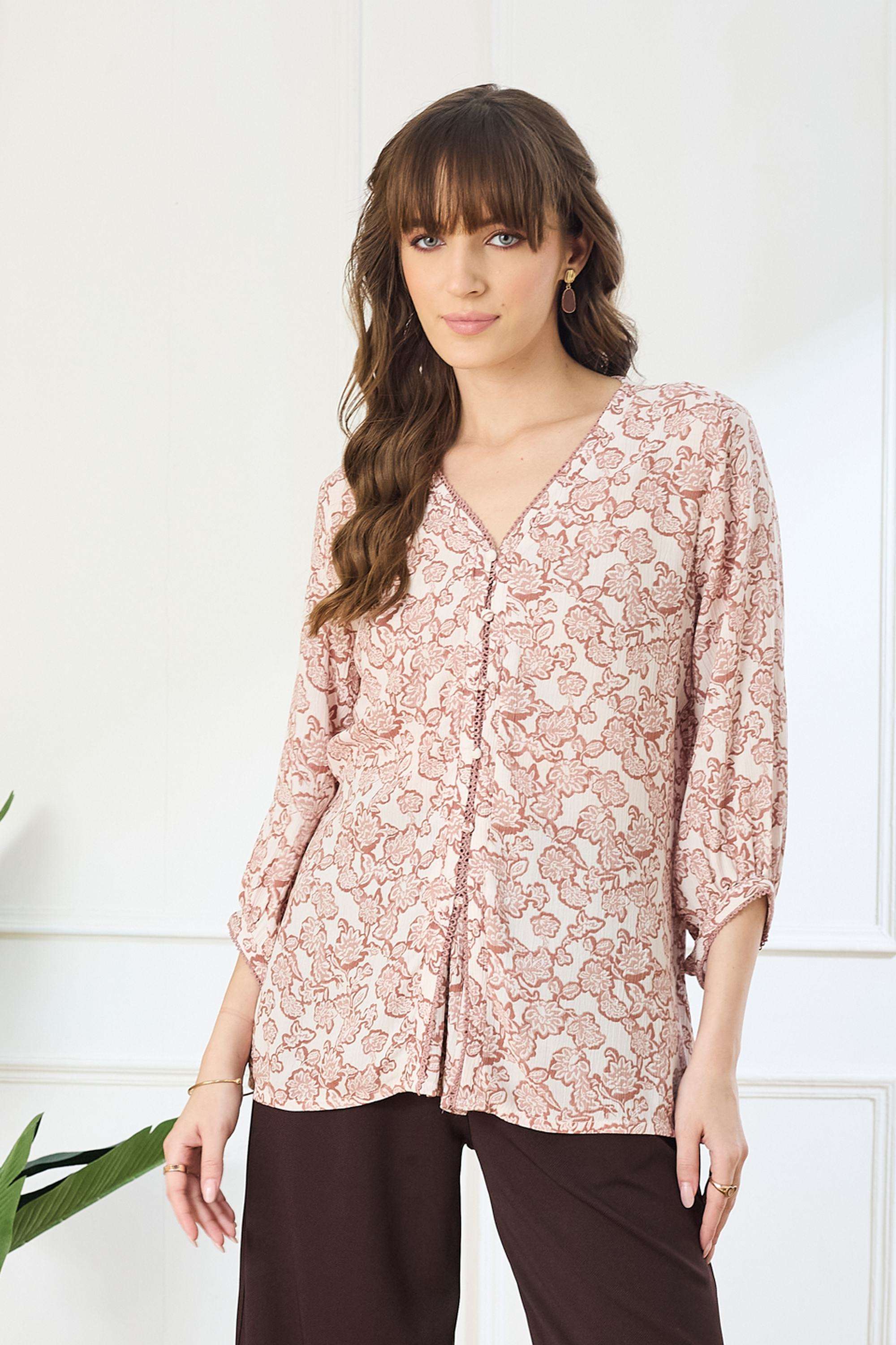 Printed-Viscose-V-Neck-Women-s-Tunic