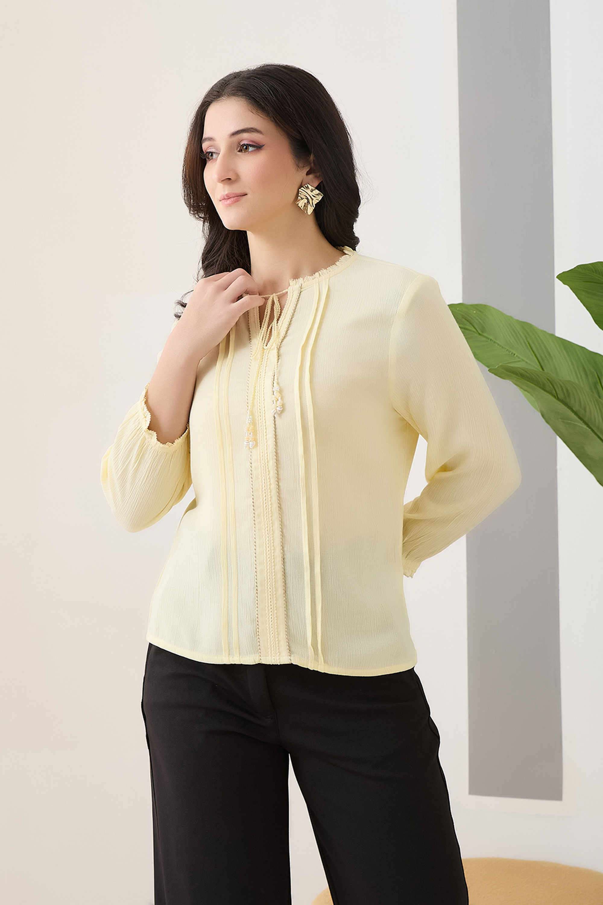 Solid-Viscose-Round-Neck-Women-s-Tunic