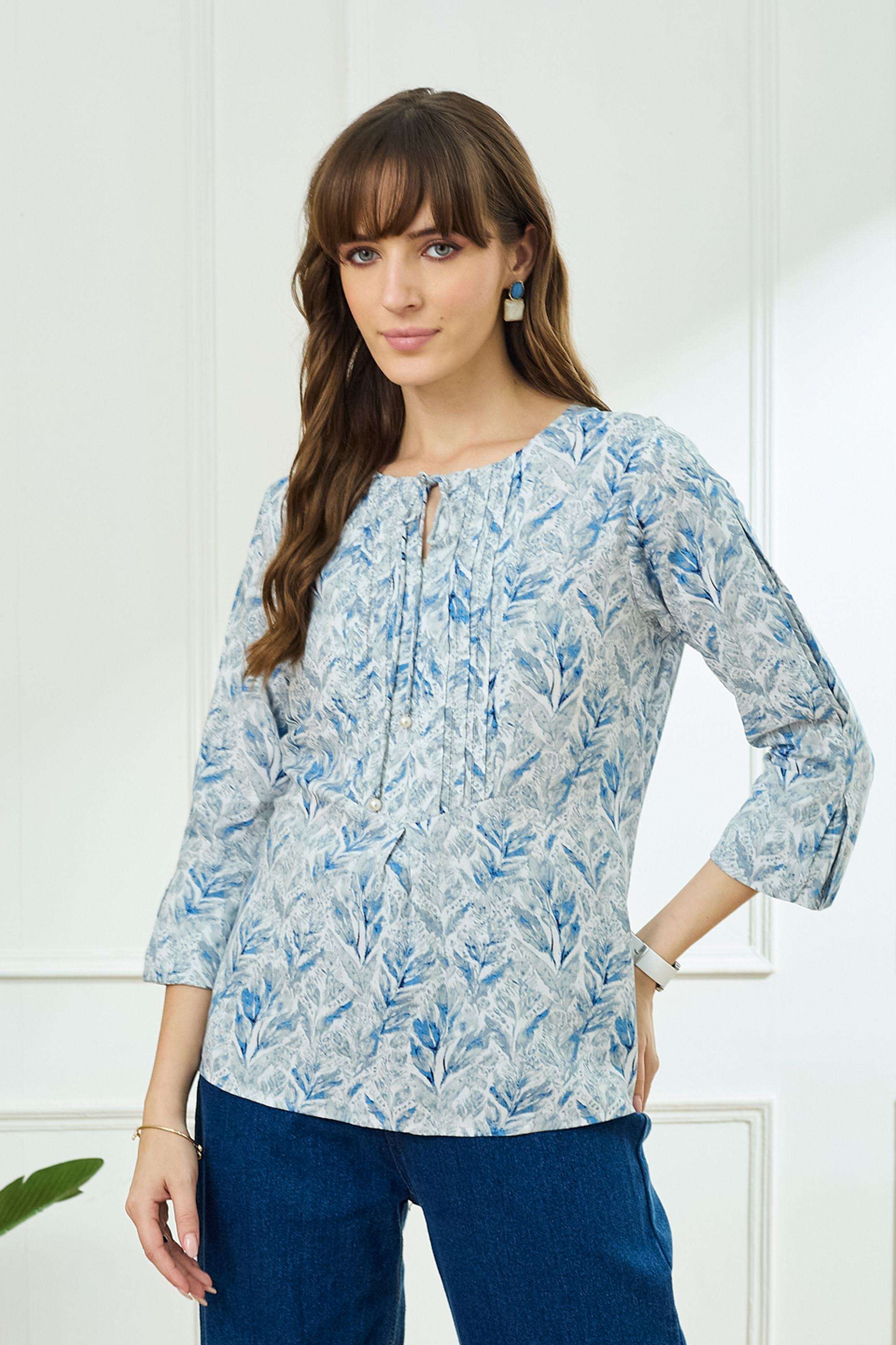 Printed-Cotton-Round-Neck-Women-s-Tunic