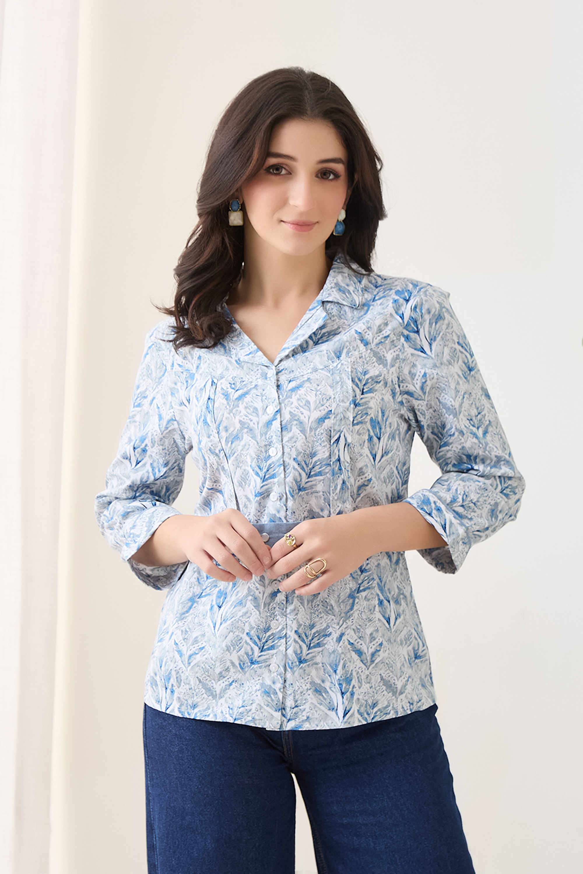 Printed-Collared-Cotton-Women-s-Casual-Shirt