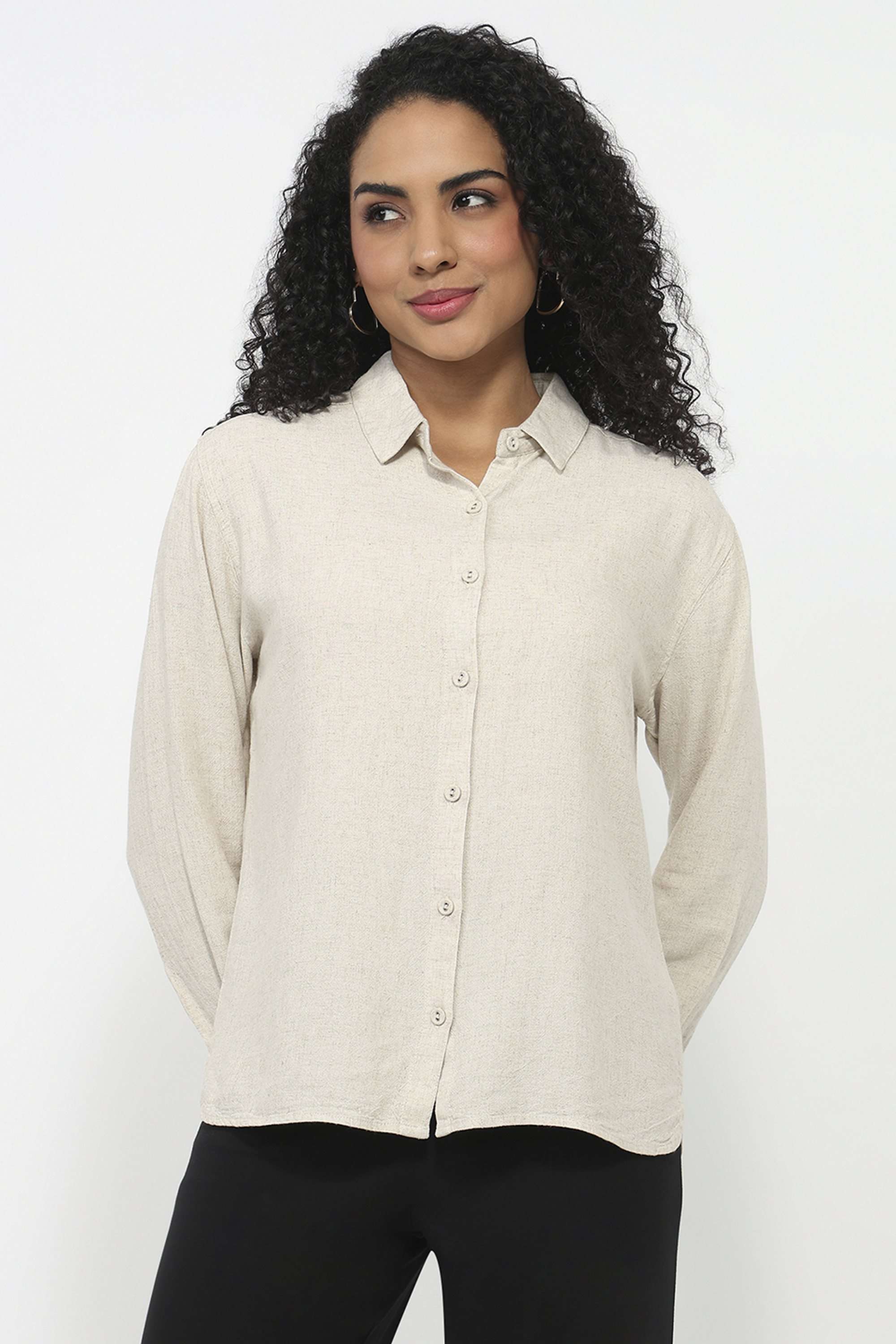 Solid-Blended-Fabric-Women-Casual-Wear-Shirt