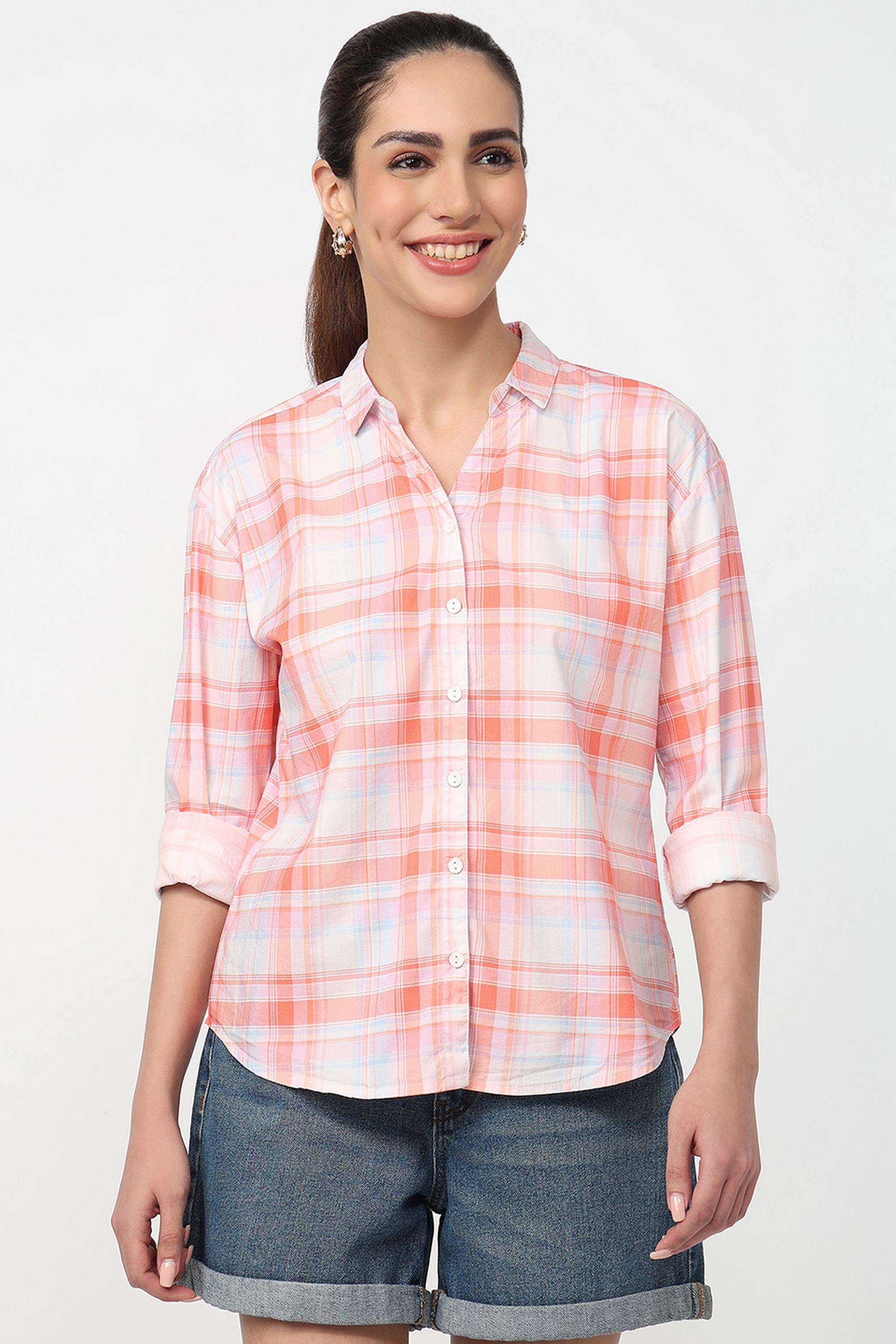 Checks-Blended-Fabric-Women-s-Shirt