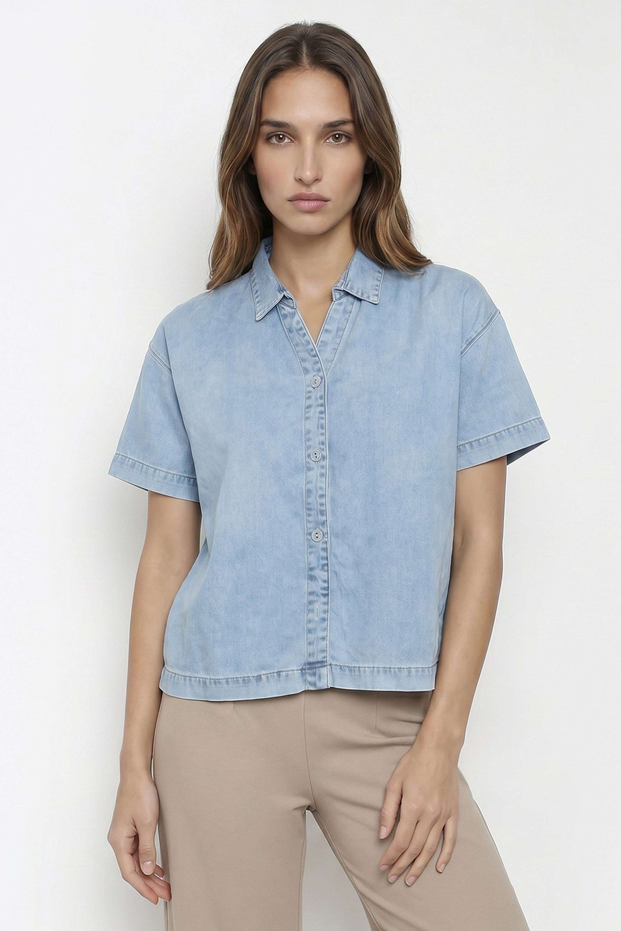 kraus Solid Spread Collar Cotton Blend Women's Casual Wear Shirt-picture-19