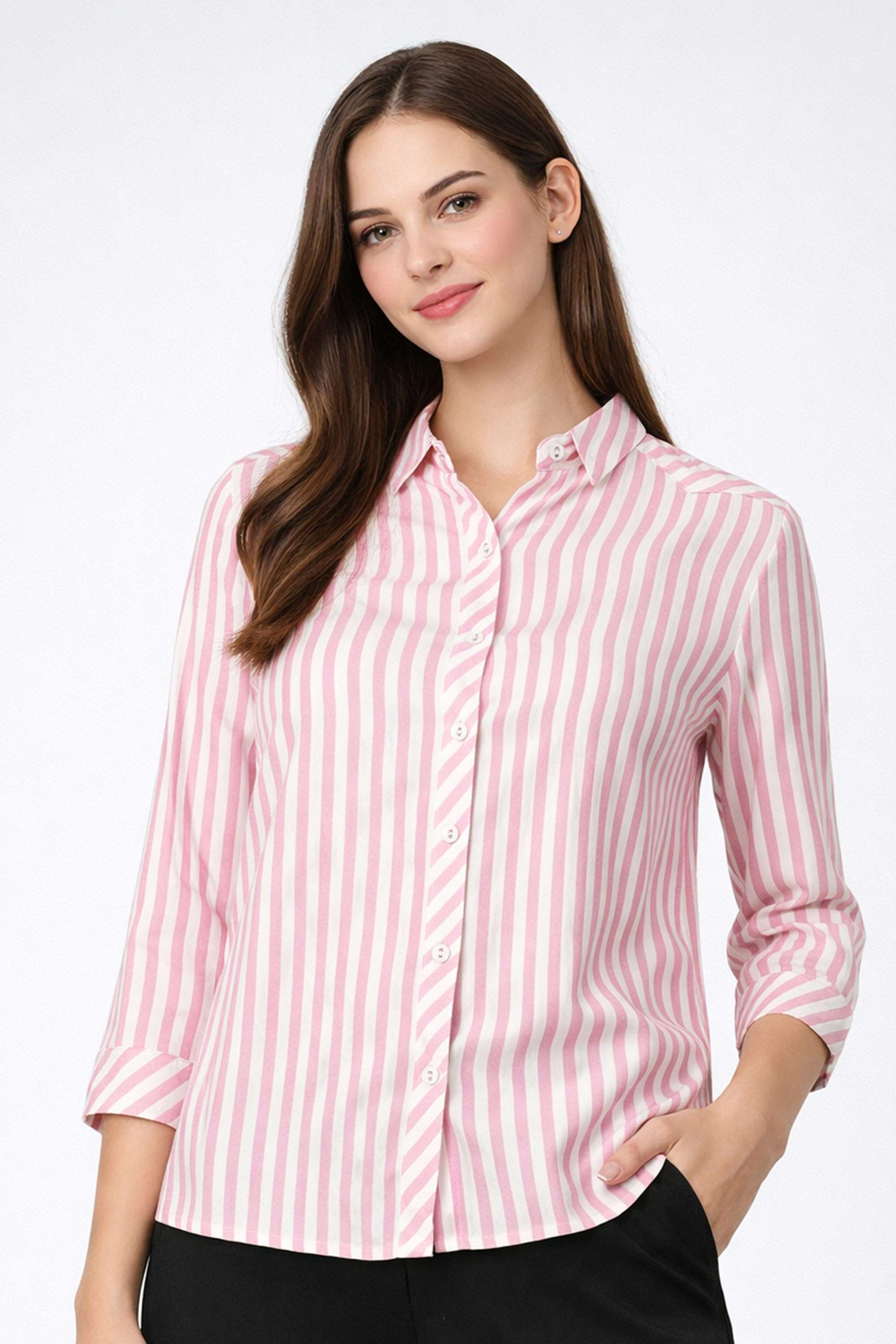 kraus Stripes Spread Collar Rayon Women's Casual Wear Shirt-picture-14