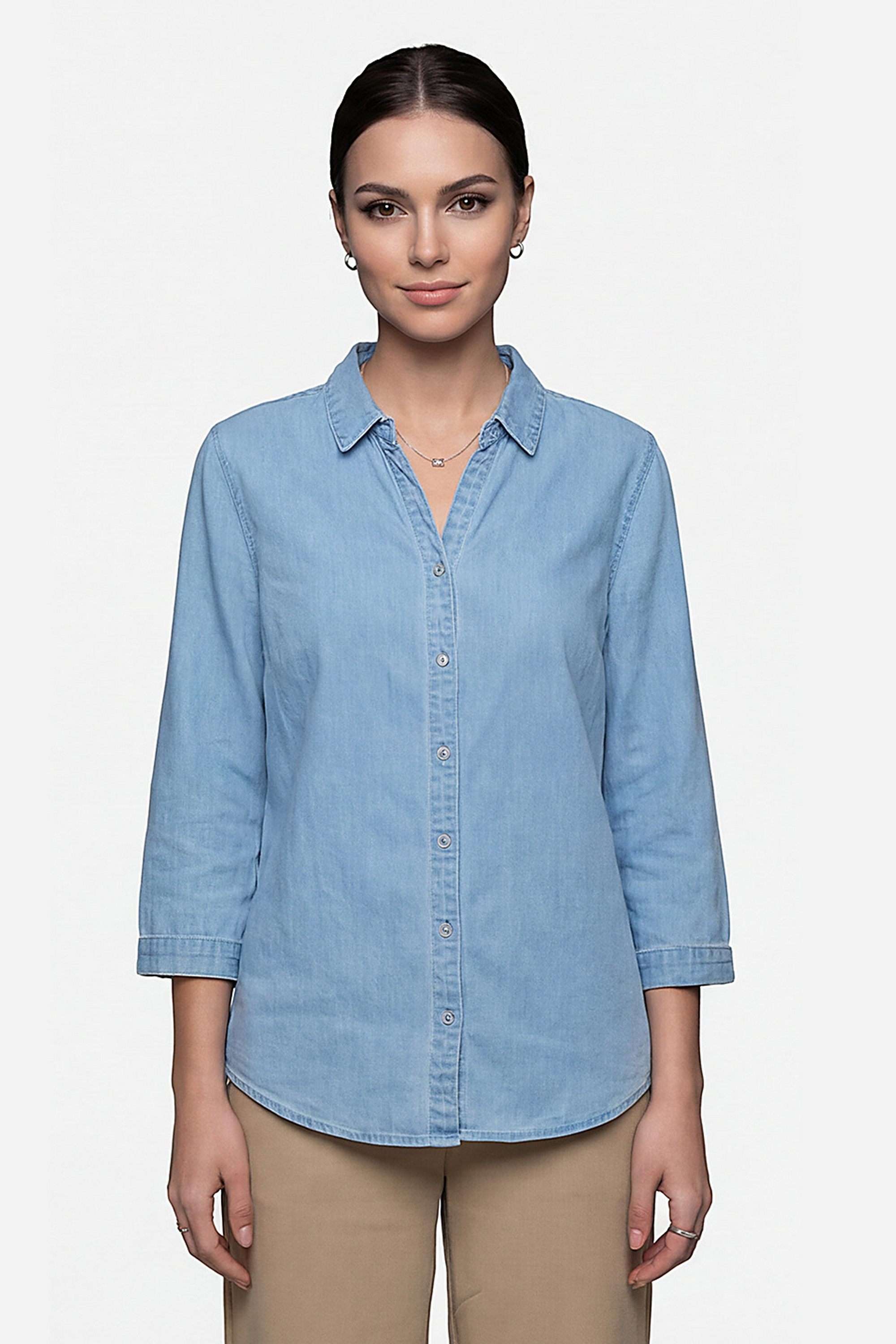 kraus Solid Spread Collar Cotton Blend Women's Casual Wear Shirt-picture-26