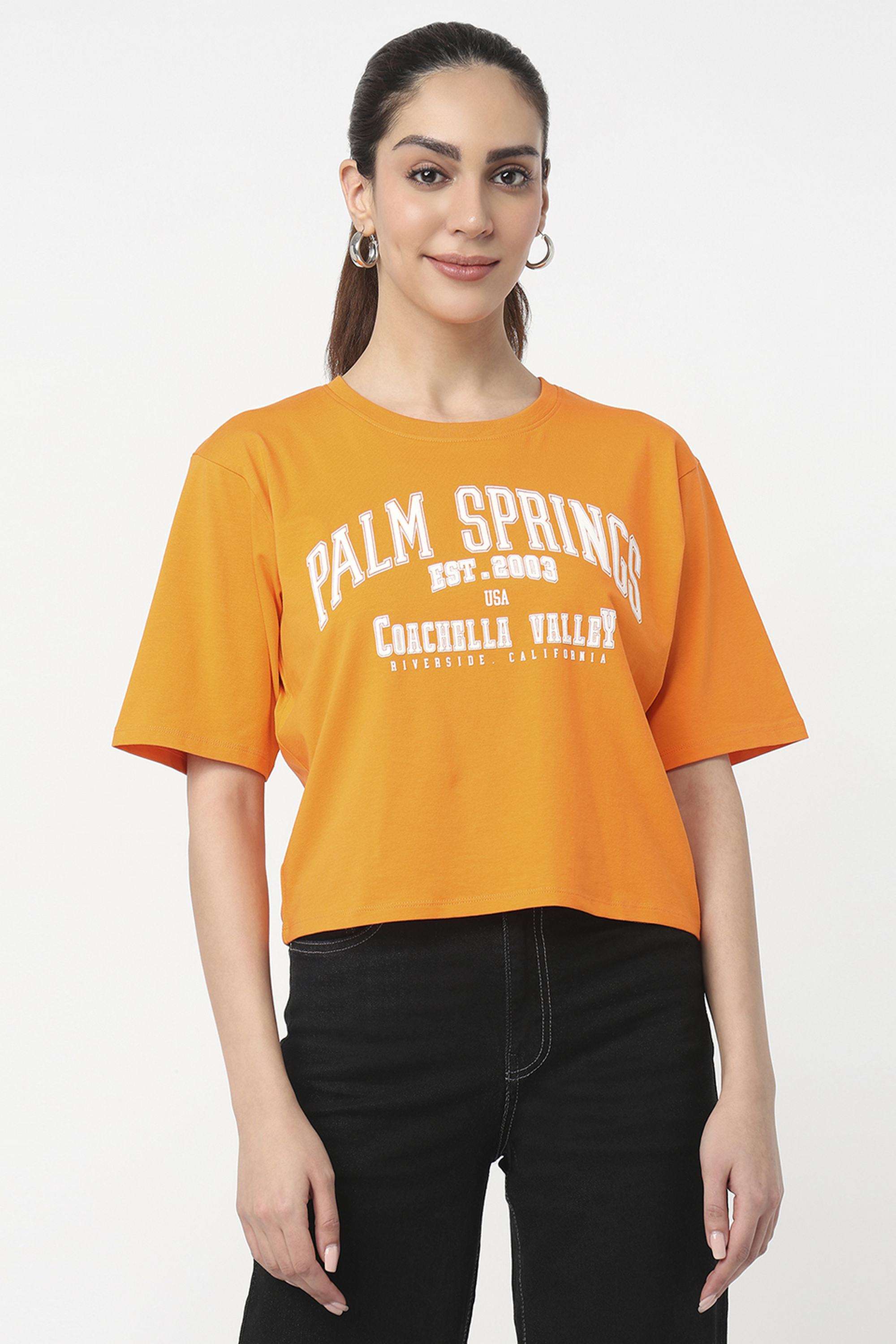 Graphic-Print-Blended-Fabric-Round-Neck-Women-s-T-Shirt